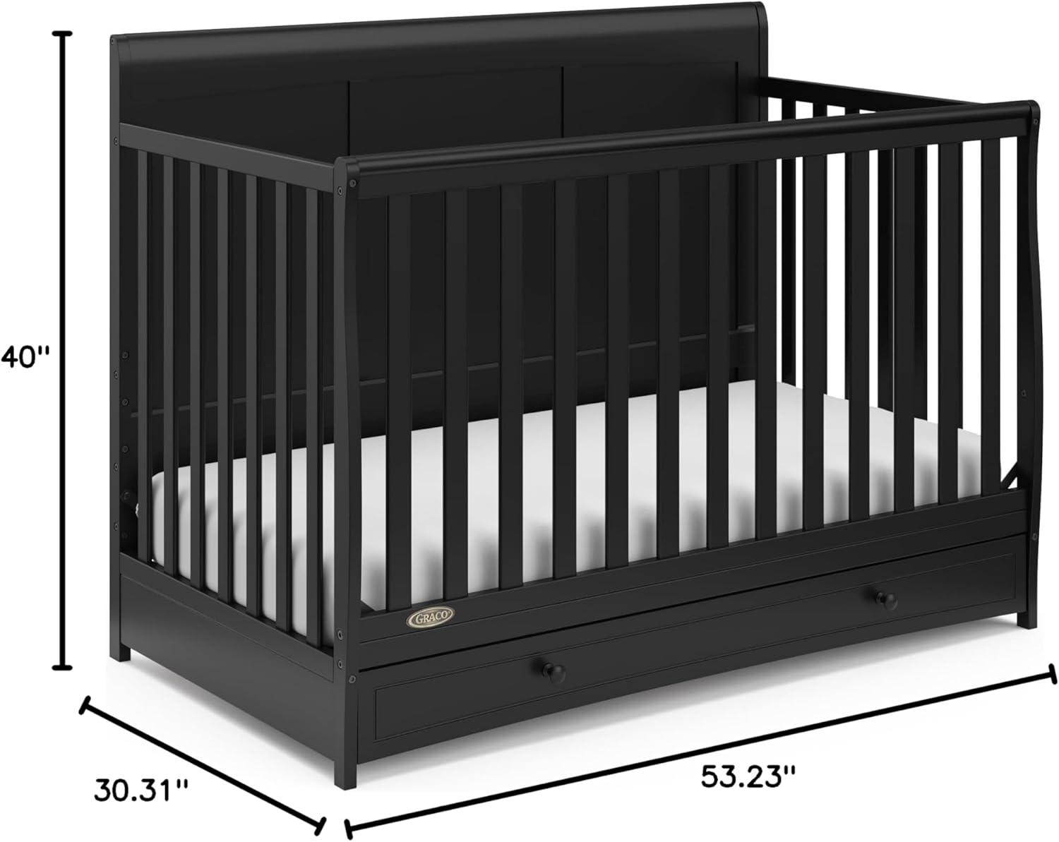 imageGraco Asheville 4in1 Convertible Crib wDrawerWhite ampamp Graco Premium Foam Crib ampamp Toddler MattressBlack