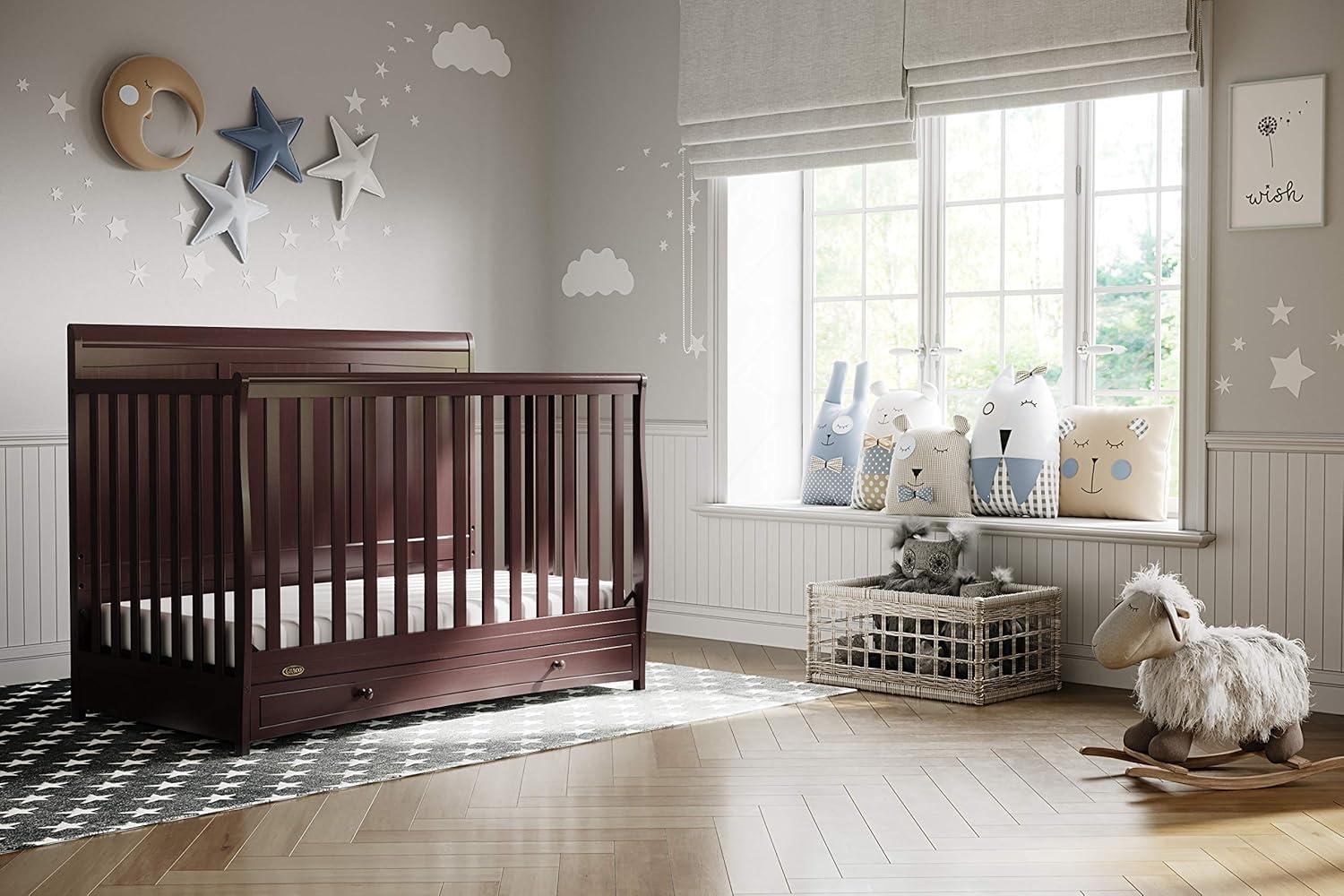 imageGraco Asheville 4in1 Convertible Crib wDrawerWhite ampamp Graco Premium Foam Crib ampamp Toddler MattressEspresso