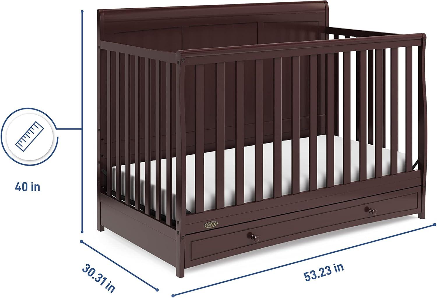 imageGraco Asheville 4in1 Convertible Crib wDrawerWhite ampamp Graco Premium Foam Crib ampamp Toddler MattressEspresso