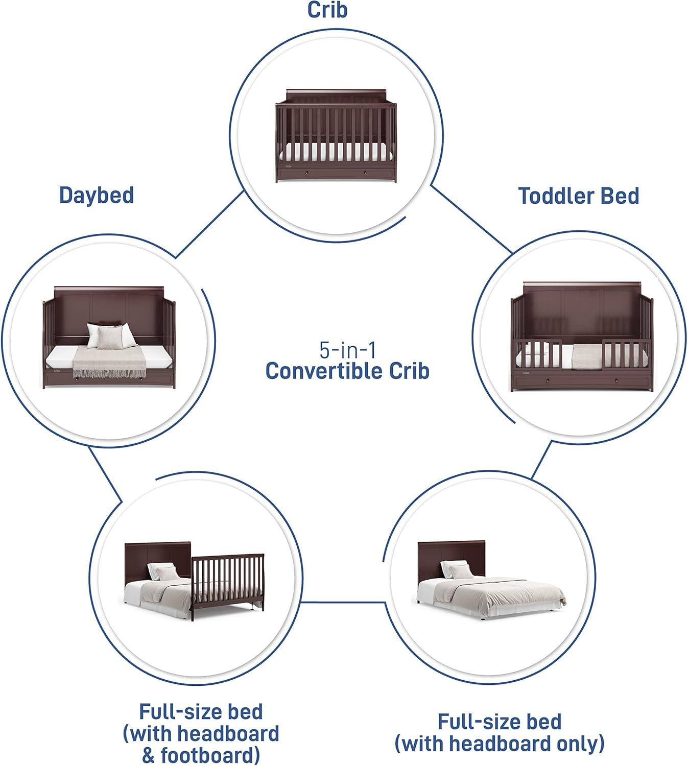 imageGraco Asheville 4in1 Convertible Crib wDrawerWhite ampamp Graco Premium Foam Crib ampamp Toddler MattressEspresso