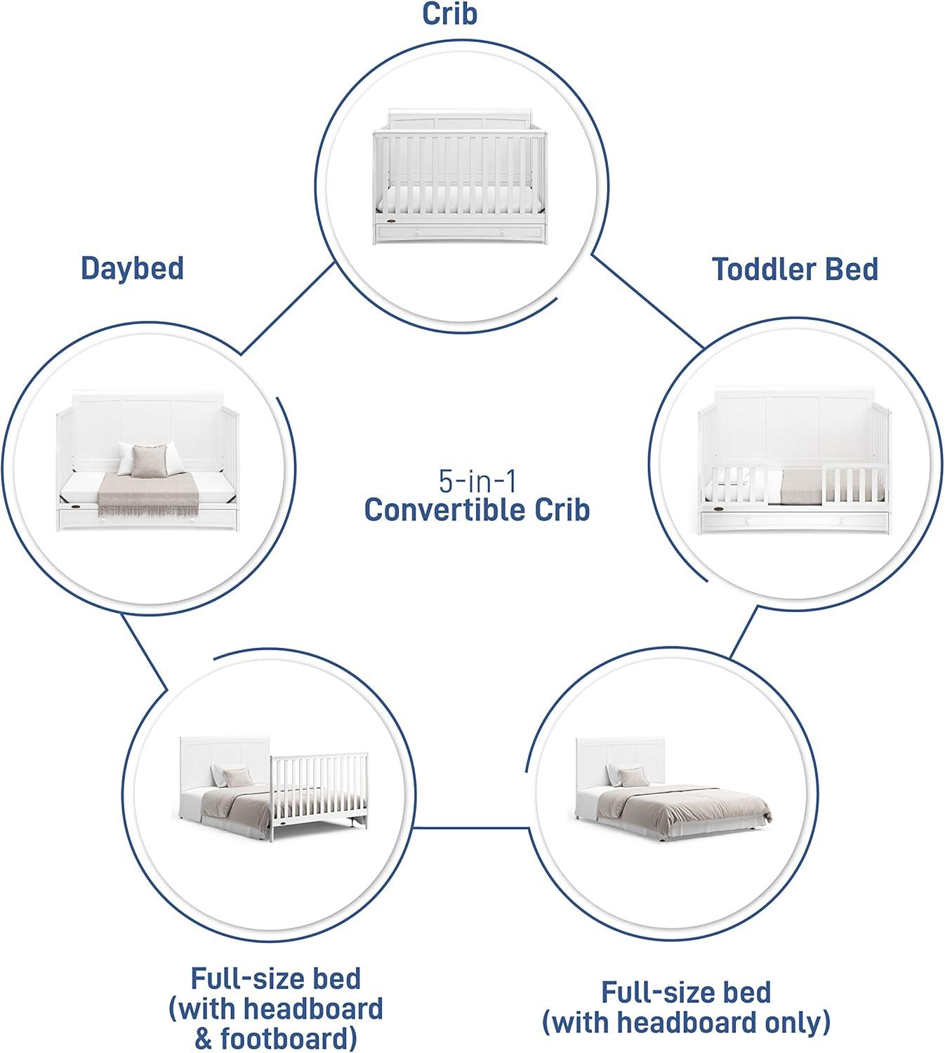 imageGraco Asheville 4in1 Convertible Crib wDrawerWhite ampamp Graco Premium Foam Crib ampamp Toddler MattressWhite