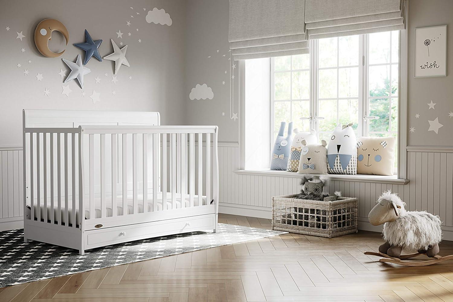 imageGraco Asheville 4in1 Convertible Crib wDrawerWhite ampamp Graco Premium Foam Crib ampamp Toddler MattressWhite