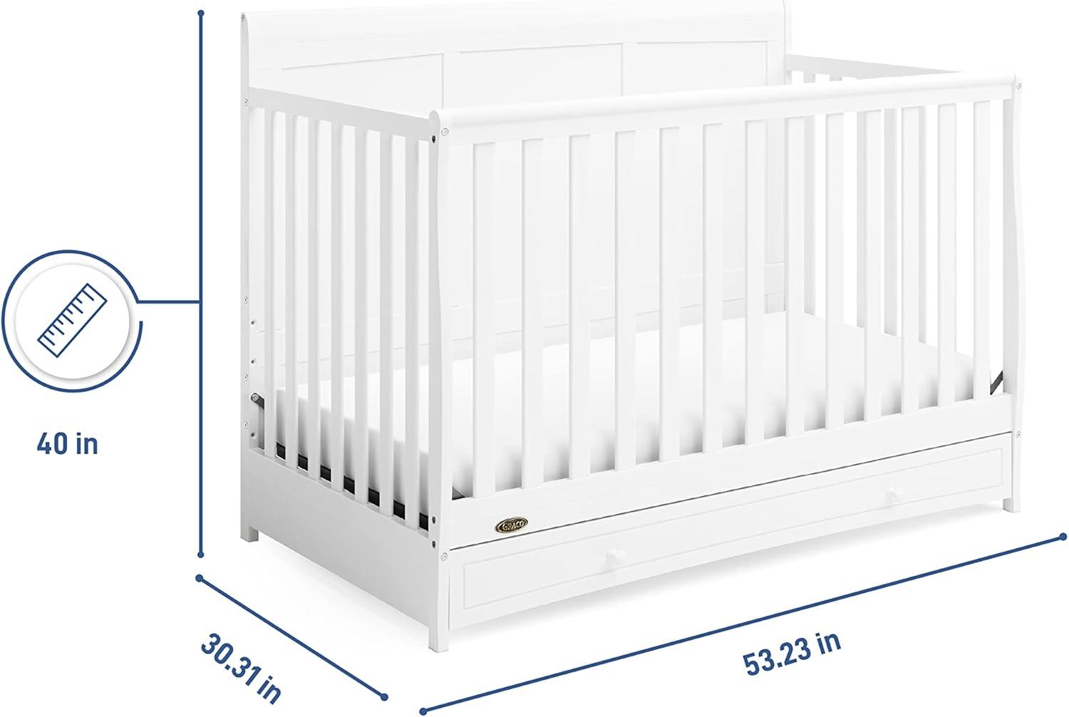 imageGraco Asheville 4in1 Convertible Crib wDrawerWhite ampamp Graco Premium Foam Crib ampamp Toddler MattressWhite