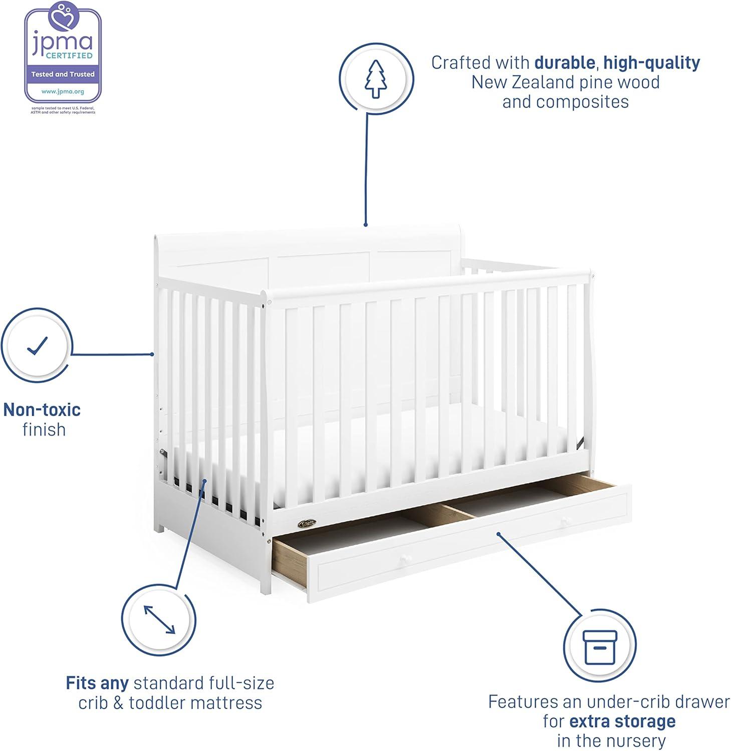imageGraco Asheville 4in1 Convertible Crib wDrawerWhite ampamp Graco Premium Foam Crib ampamp Toddler MattressWhite