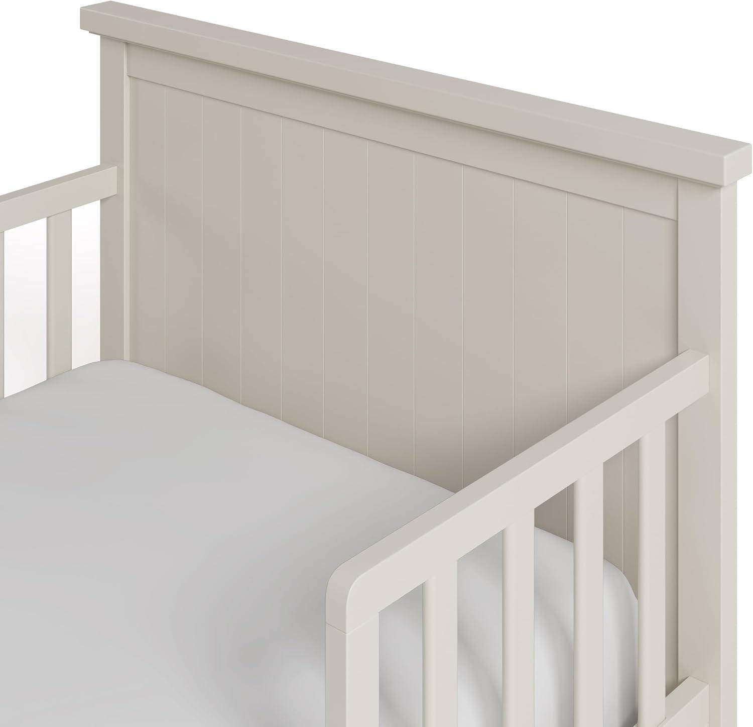 imageGraco Bailey Toddler Bed White GREENGUARD Gold Certified Fits Standard FullSize Crib ampamp Toddler Mattress Toddler Safety Guardrails Included Complete Design with Solid Headboard FootboardFrosted Oat