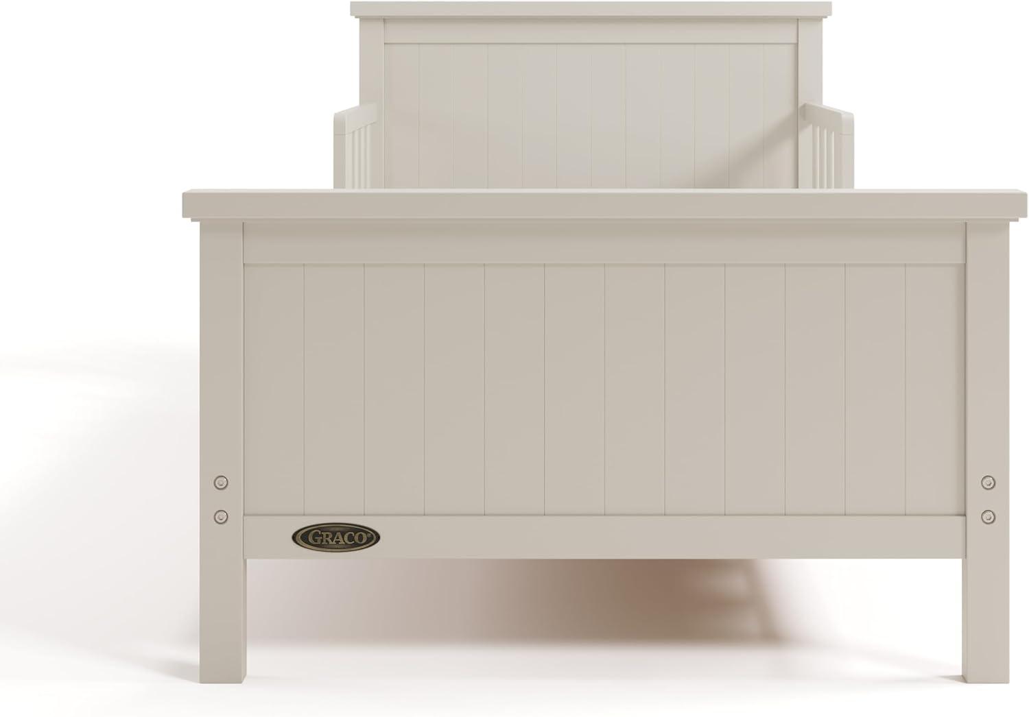 imageGraco Bailey Toddler Bed White GREENGUARD Gold Certified Fits Standard FullSize Crib ampamp Toddler Mattress Toddler Safety Guardrails Included Complete Design with Solid Headboard FootboardFrosted Oat