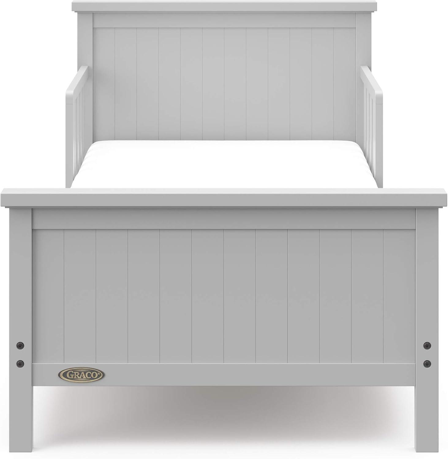 imageGraco Bailey Toddler Bed White GREENGUARD Gold Certified Fits Standard FullSize Crib ampamp Toddler Mattress Toddler Safety Guardrails Included Complete Design with Solid Headboard FootboardPebble Gray