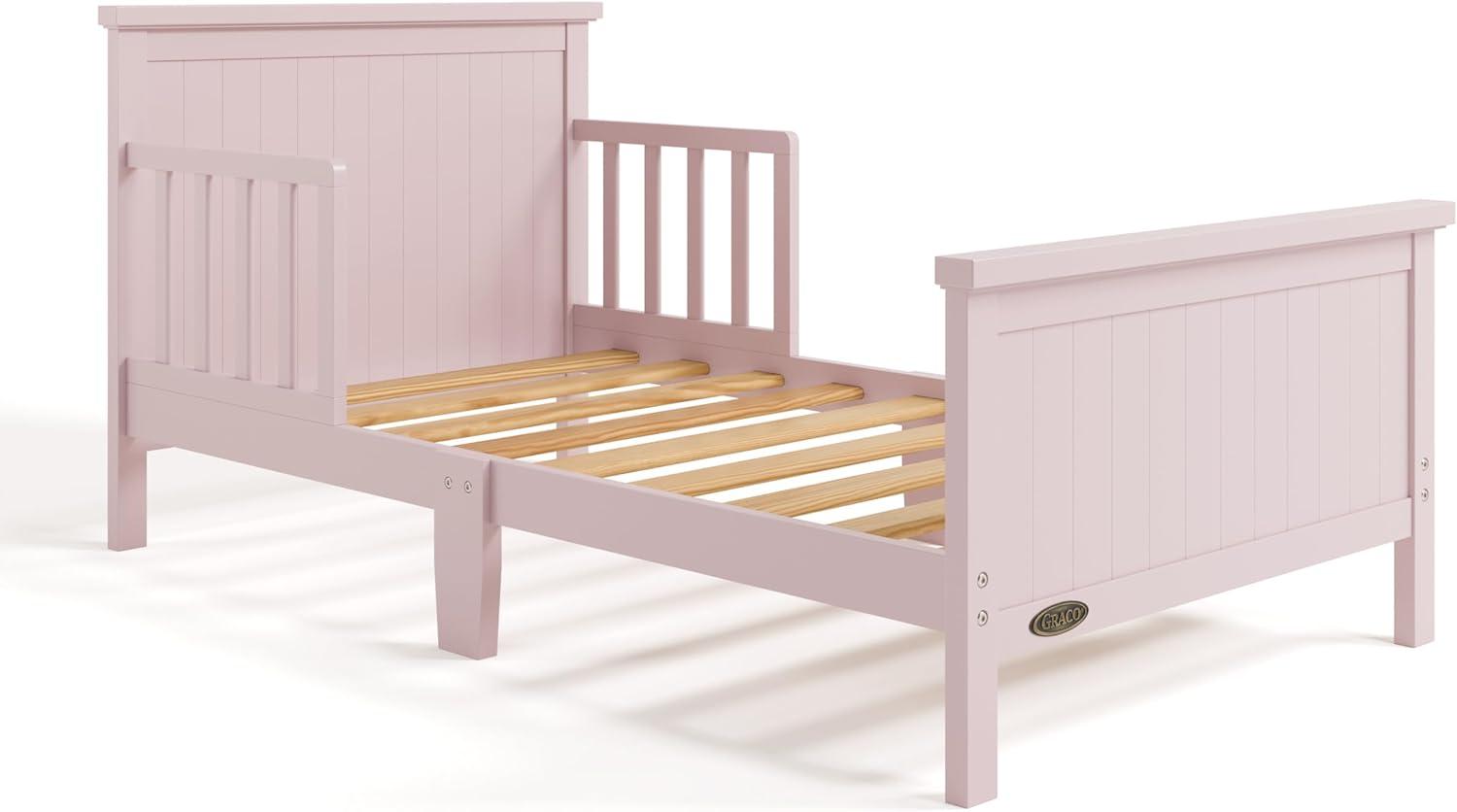 imageGraco Bailey Toddler Bed White GREENGUARD Gold Certified Fits Standard FullSize Crib ampamp Toddler Mattress Toddler Safety Guardrails Included Complete Design with Solid Headboard FootboardBlush