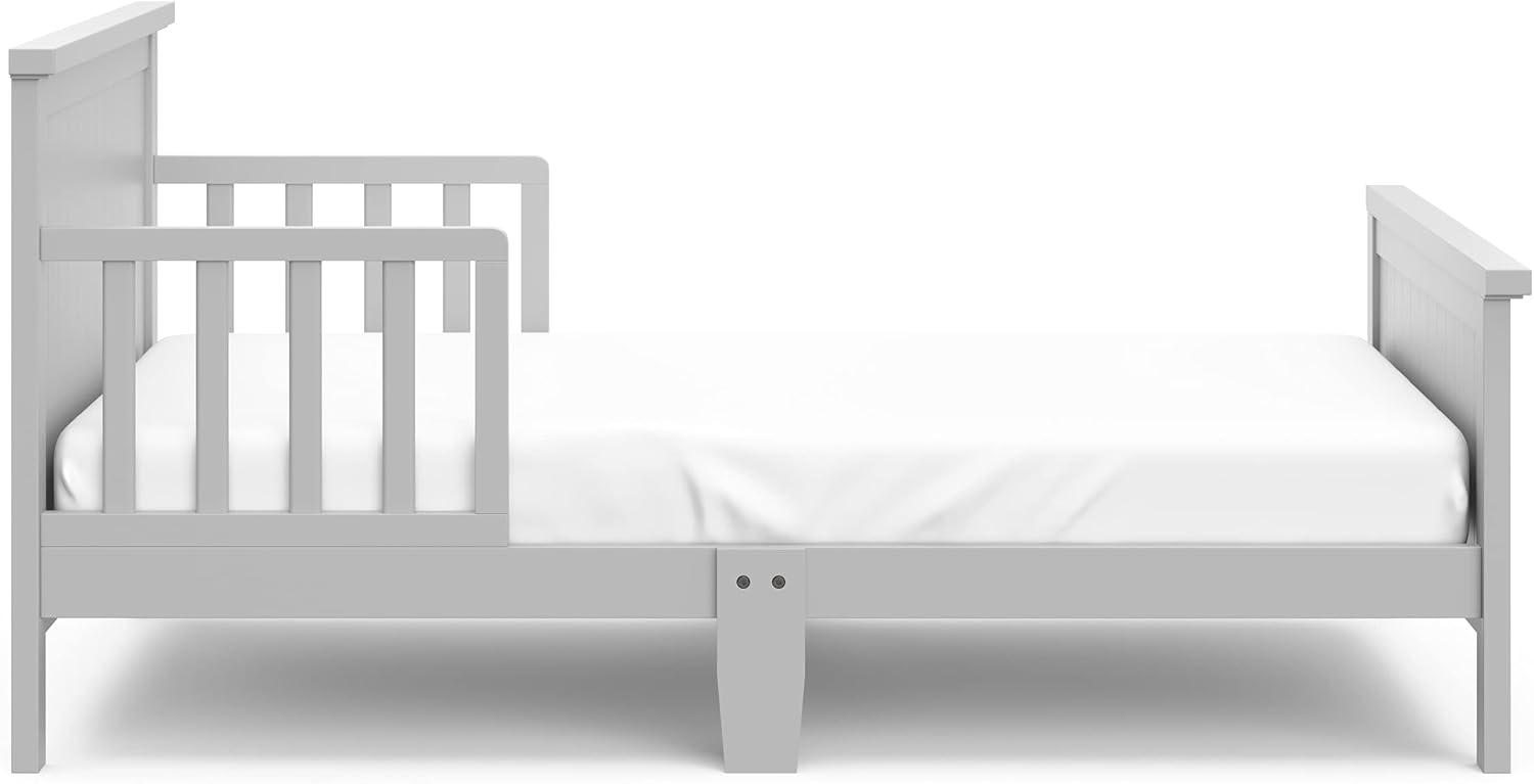 imageGraco Bailey Toddler Bed White GREENGUARD Gold Certified Fits Standard FullSize Crib ampamp Toddler Mattress Toddler Safety Guardrails Included Complete Design with Solid Headboard FootboardPebble Gray