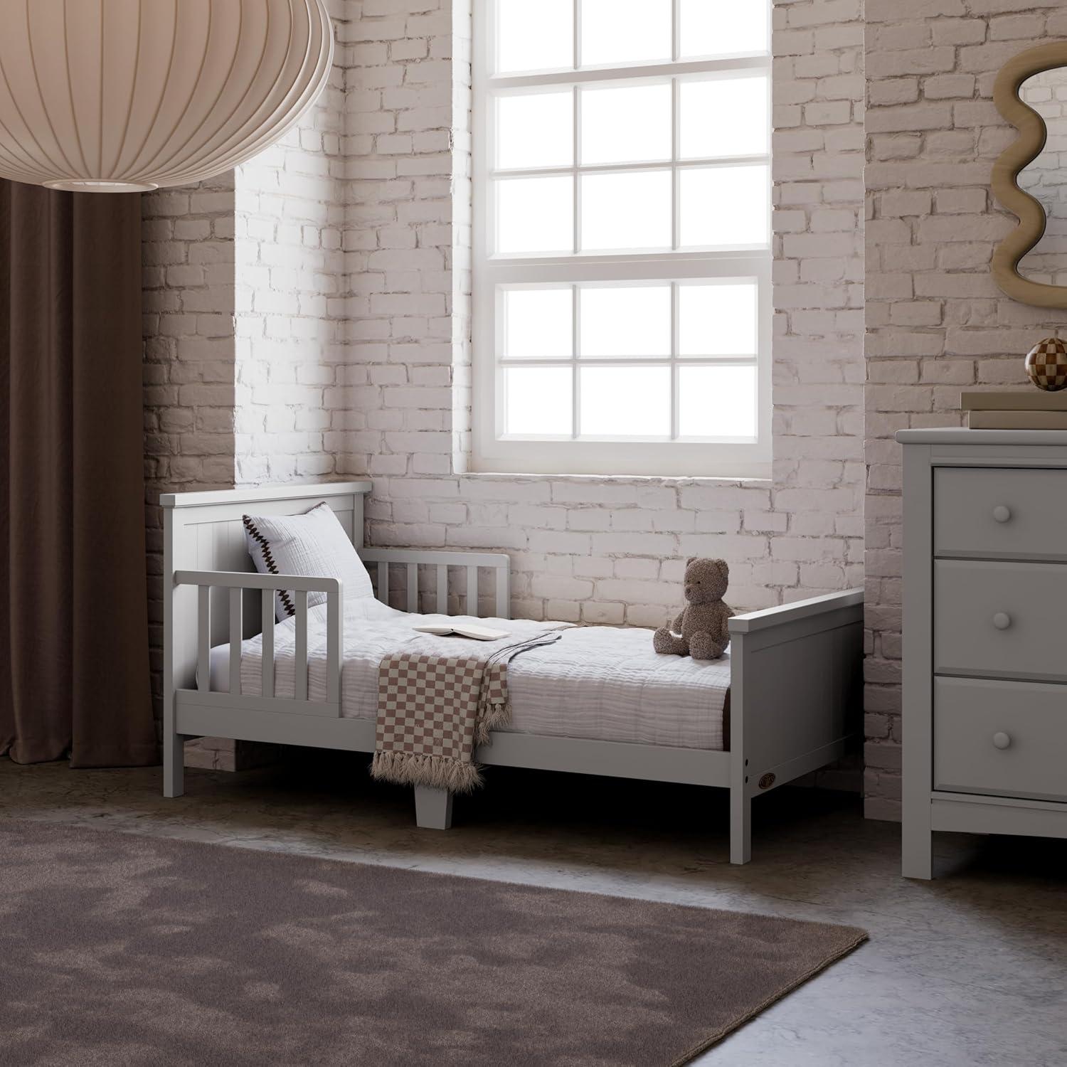 imageGraco Bailey Toddler Bed White GREENGUARD Gold Certified Fits Standard FullSize Crib ampamp Toddler Mattress Toddler Safety Guardrails Included Complete Design with Solid Headboard FootboardPebble Gray