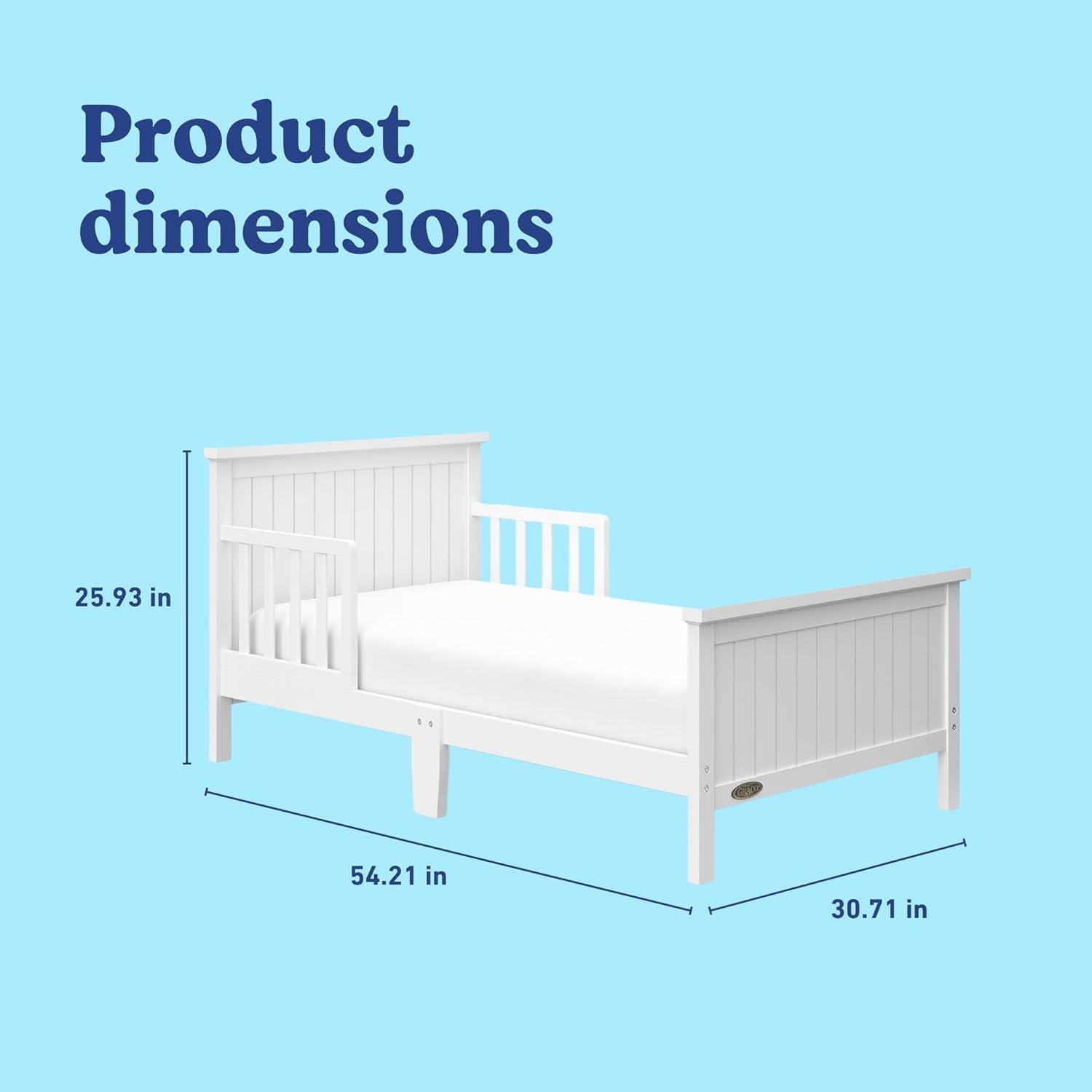 imageGraco Bailey Toddler Bed White GREENGUARD Gold Certified Fits Standard FullSize Crib ampamp Toddler Mattress Toddler Safety Guardrails Included Complete Design with Solid Headboard FootboardWhite