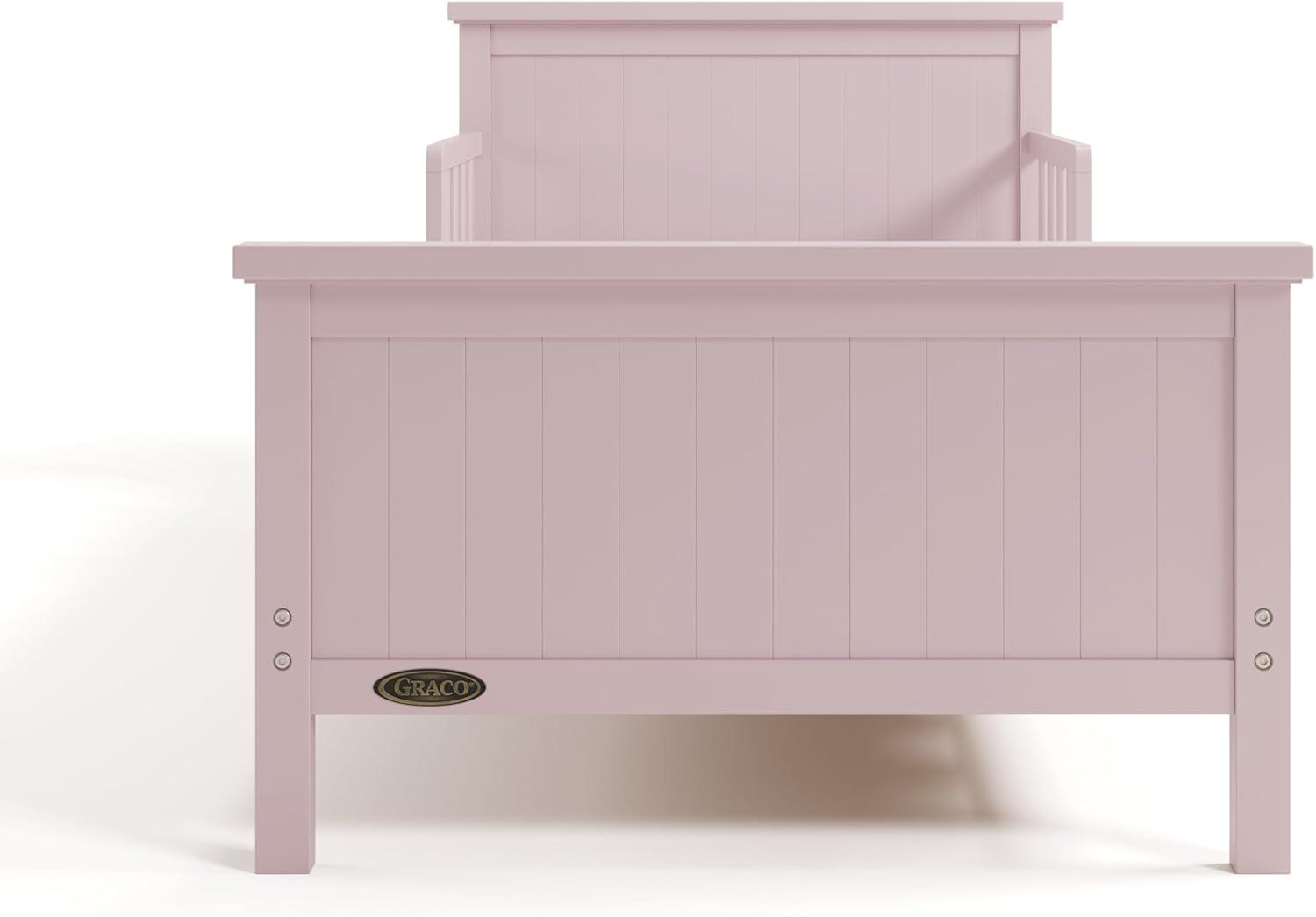 imageGraco Bailey Toddler Bed White GREENGUARD Gold Certified Fits Standard FullSize Crib ampamp Toddler Mattress Toddler Safety Guardrails Included Complete Design with Solid Headboard FootboardBlush