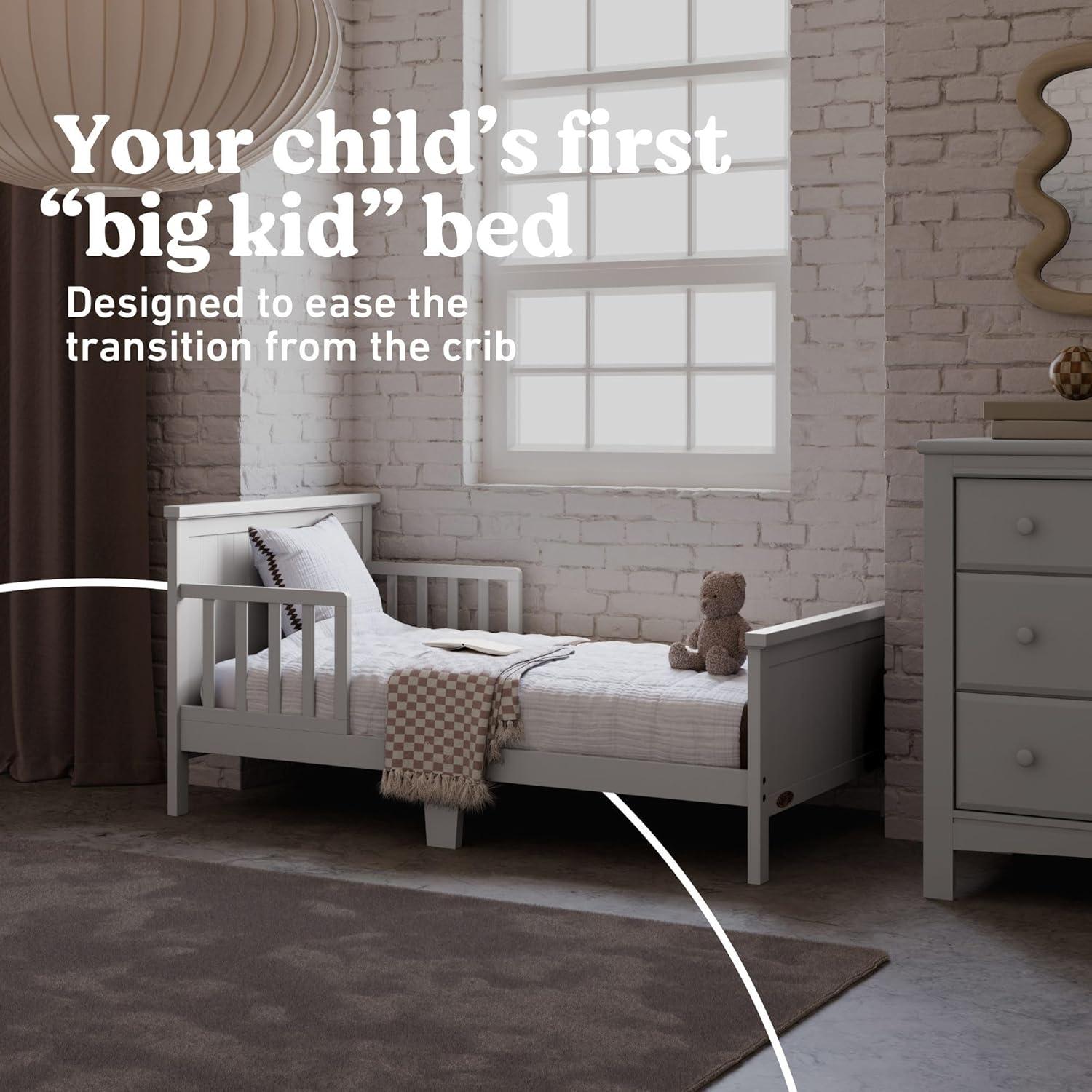 imageGraco Bailey Toddler Bed White GREENGUARD Gold Certified Fits Standard FullSize Crib ampamp Toddler Mattress Toddler Safety Guardrails Included Complete Design with Solid Headboard FootboardPebble Gray