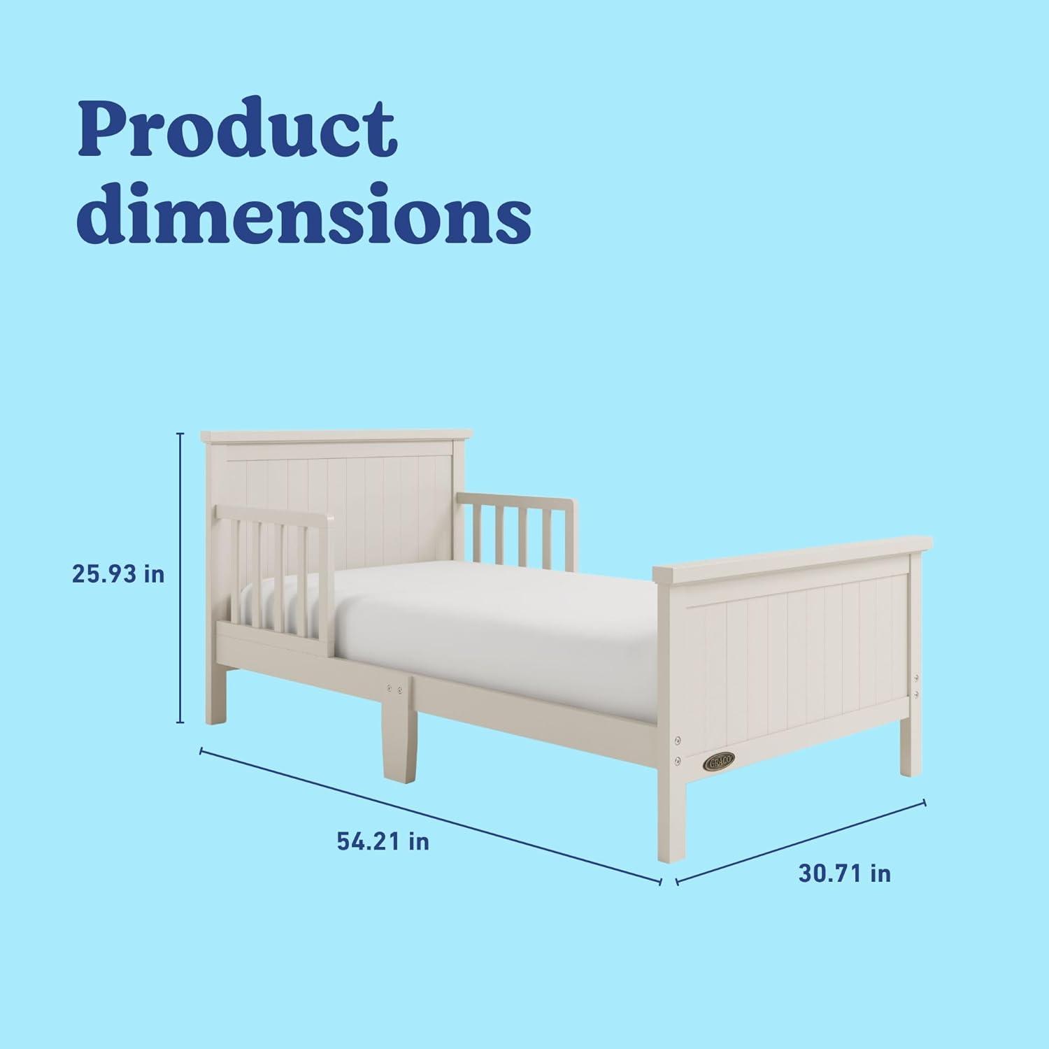 imageGraco Bailey Toddler Bed White GREENGUARD Gold Certified Fits Standard FullSize Crib ampamp Toddler Mattress Toddler Safety Guardrails Included Complete Design with Solid Headboard FootboardFrosted Oat