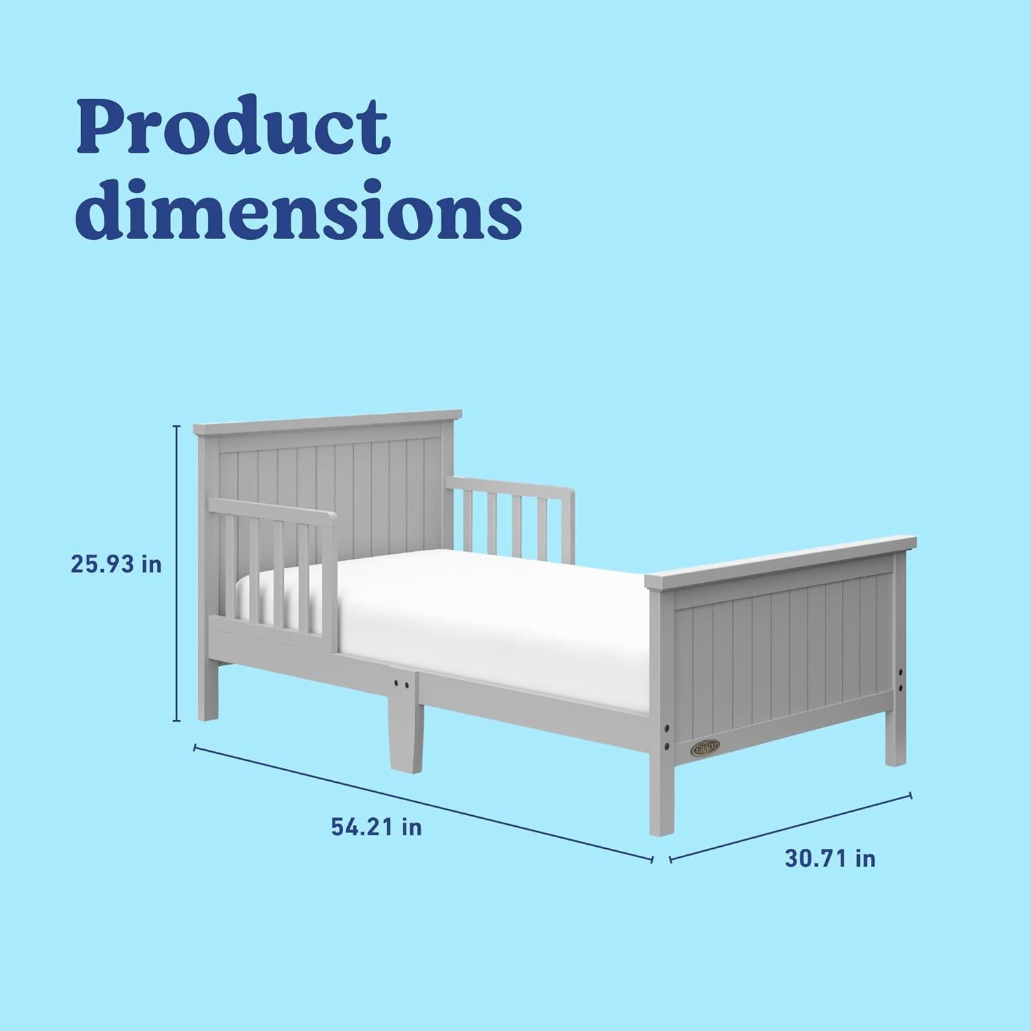 imageGraco Bailey Toddler Bed White GREENGUARD Gold Certified Fits Standard FullSize Crib ampamp Toddler Mattress Toddler Safety Guardrails Included Complete Design with Solid Headboard FootboardPebble Gray