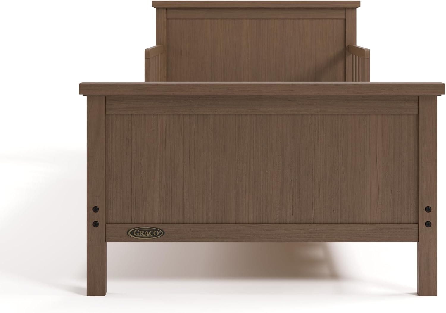 imageGraco Bailey Toddler Bed White GREENGUARD Gold Certified Fits Standard FullSize Crib ampamp Toddler Mattress Toddler Safety Guardrails Included Complete Design with Solid Headboard FootboardHazelnut