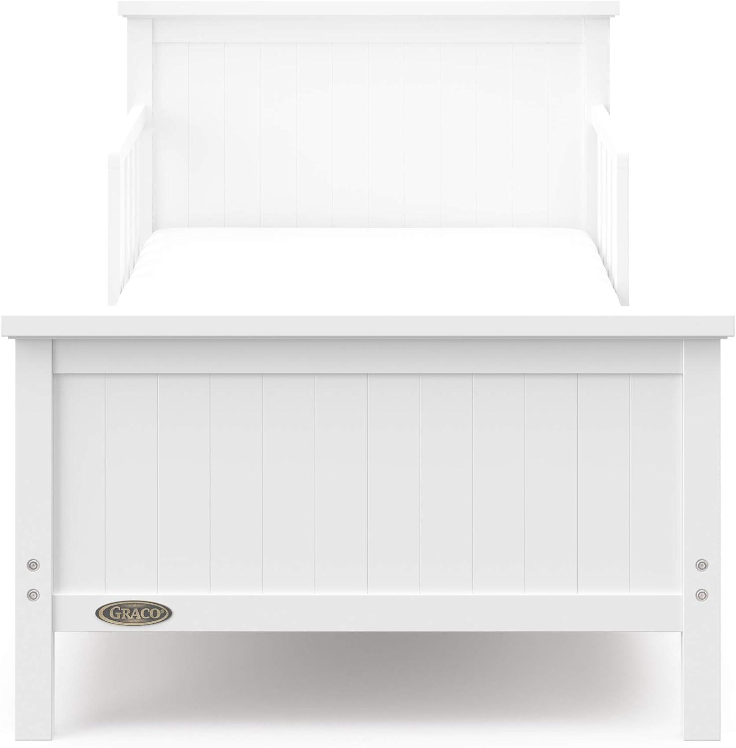 imageGraco Bailey Toddler Bed White GREENGUARD Gold Certified Fits Standard FullSize Crib ampamp Toddler Mattress Toddler Safety Guardrails Included Complete Design with Solid Headboard FootboardWhite