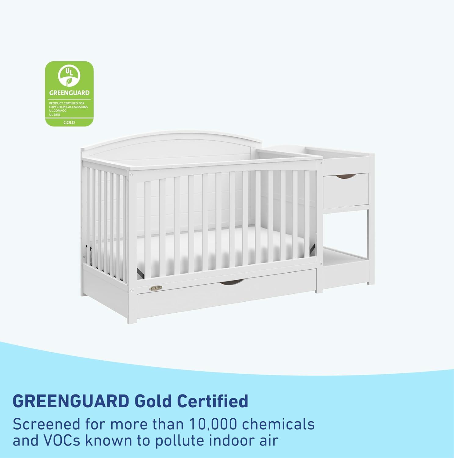 imageGraco Bellwood 5in1 Convertible Crib ampamp Changer with Drawer Black GREENGUARD Gold Certified FullSize Storage Drawer Converts to Toddler Bed and FullSize BedWhite