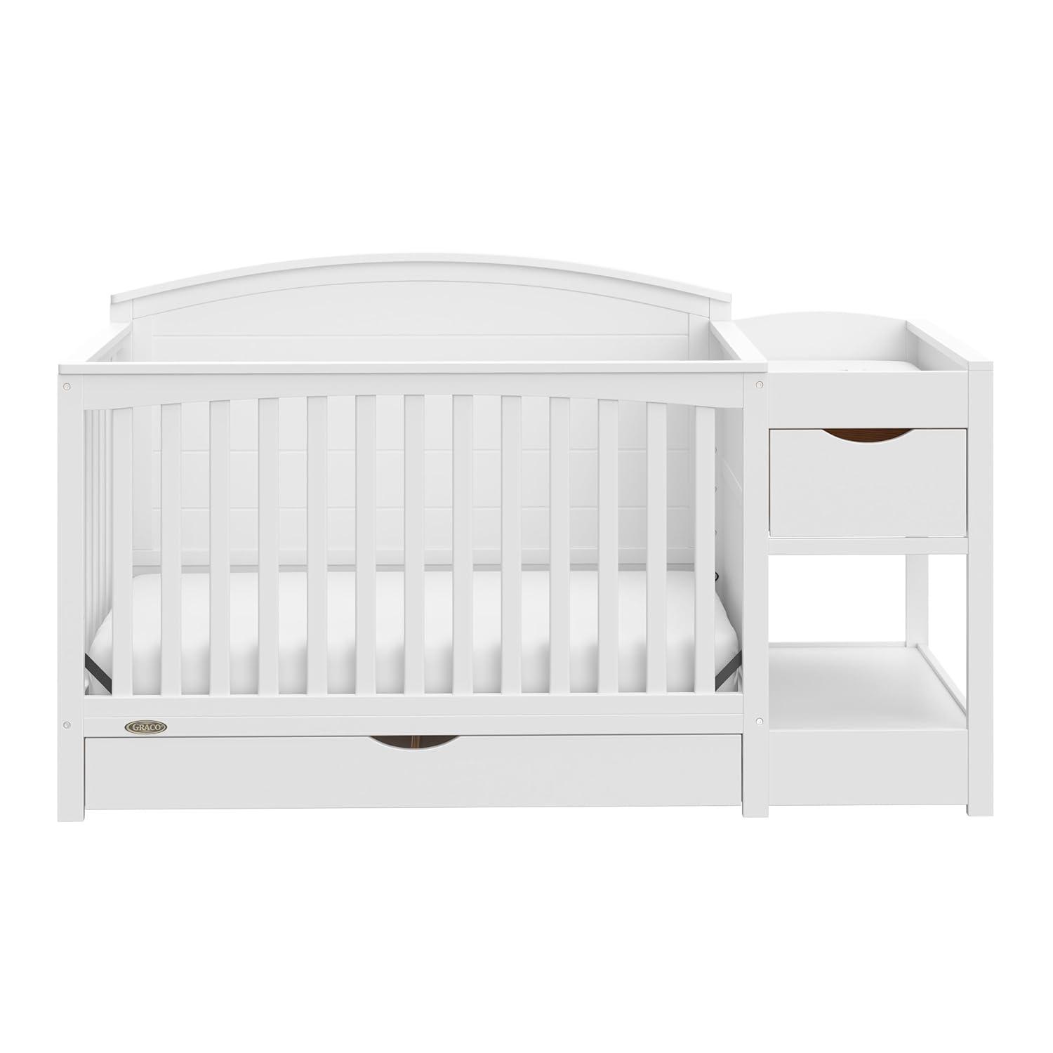 imageGraco Bellwood 5in1 Convertible Crib ampamp Changer with Drawer Black GREENGUARD Gold Certified FullSize Storage Drawer Converts to Toddler Bed and FullSize BedWhite
