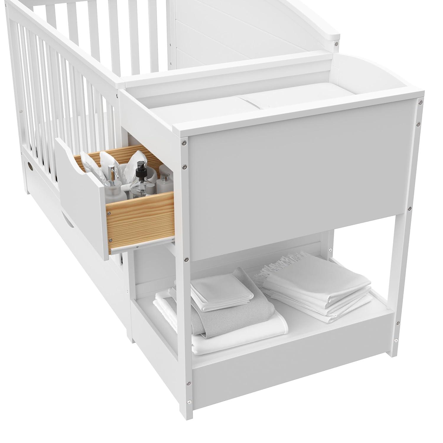 imageGraco Bellwood 5in1 Convertible Crib ampamp Changer with Drawer Black GREENGUARD Gold Certified FullSize Storage Drawer Converts to Toddler Bed and FullSize BedWhite