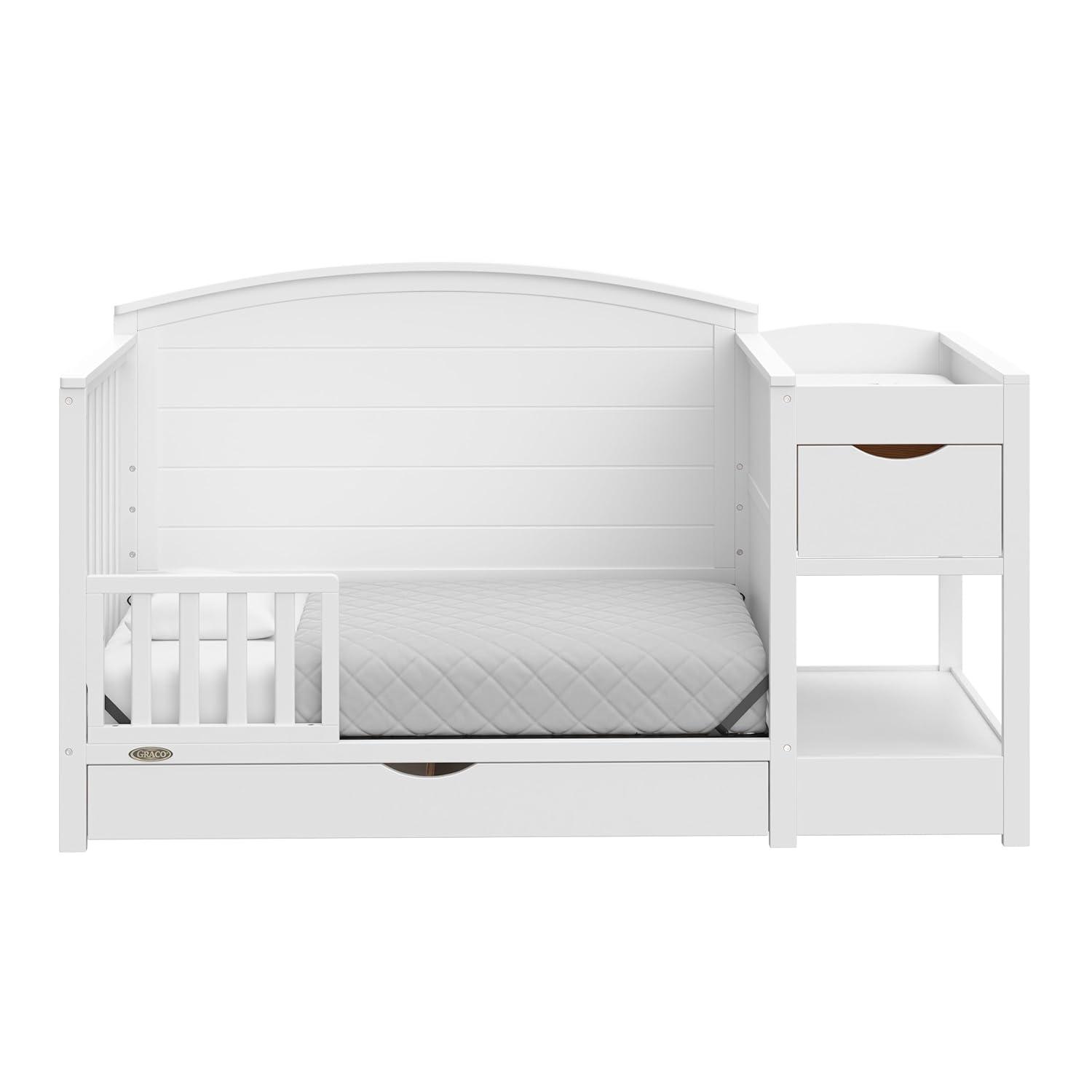 imageGraco Bellwood 5in1 Convertible Crib ampamp Changer with Drawer Black GREENGUARD Gold Certified FullSize Storage Drawer Converts to Toddler Bed and FullSize BedWhite