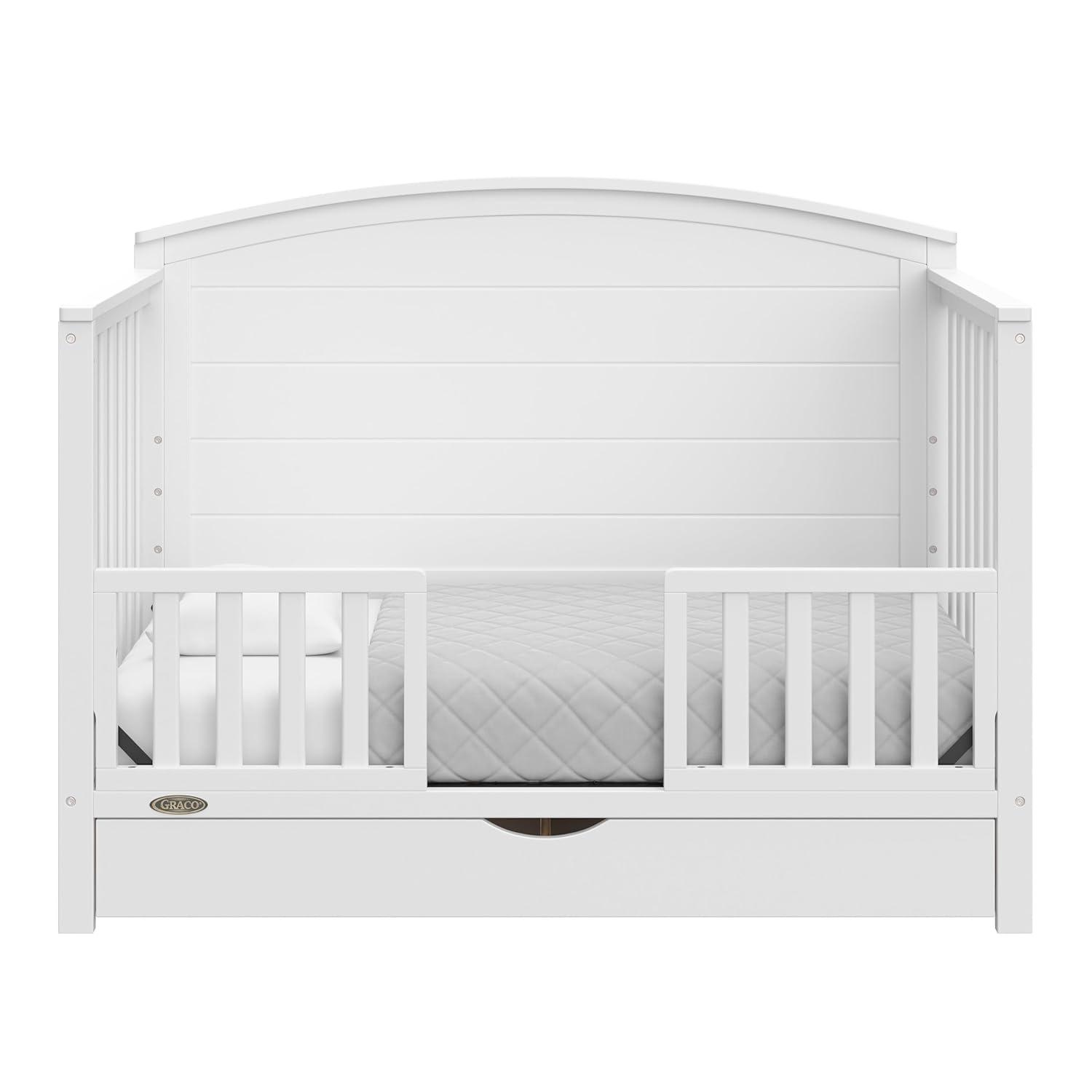 imageGraco Bellwood 5in1 Convertible Crib ampamp Changer with Drawer Black GREENGUARD Gold Certified FullSize Storage Drawer Converts to Toddler Bed and FullSize BedWhite
