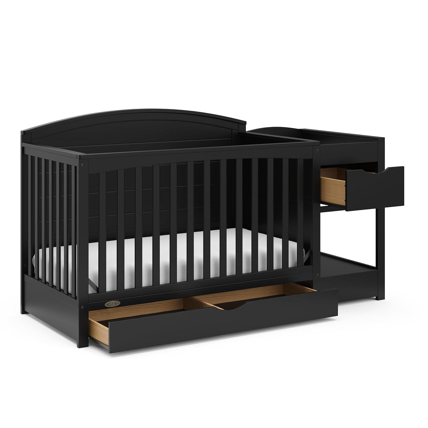 imageGraco Bellwood 5in1 Convertible Crib ampamp Changer with Drawer Black GREENGUARD Gold Certified FullSize Storage Drawer Converts to Toddler Bed and FullSize BedBlack