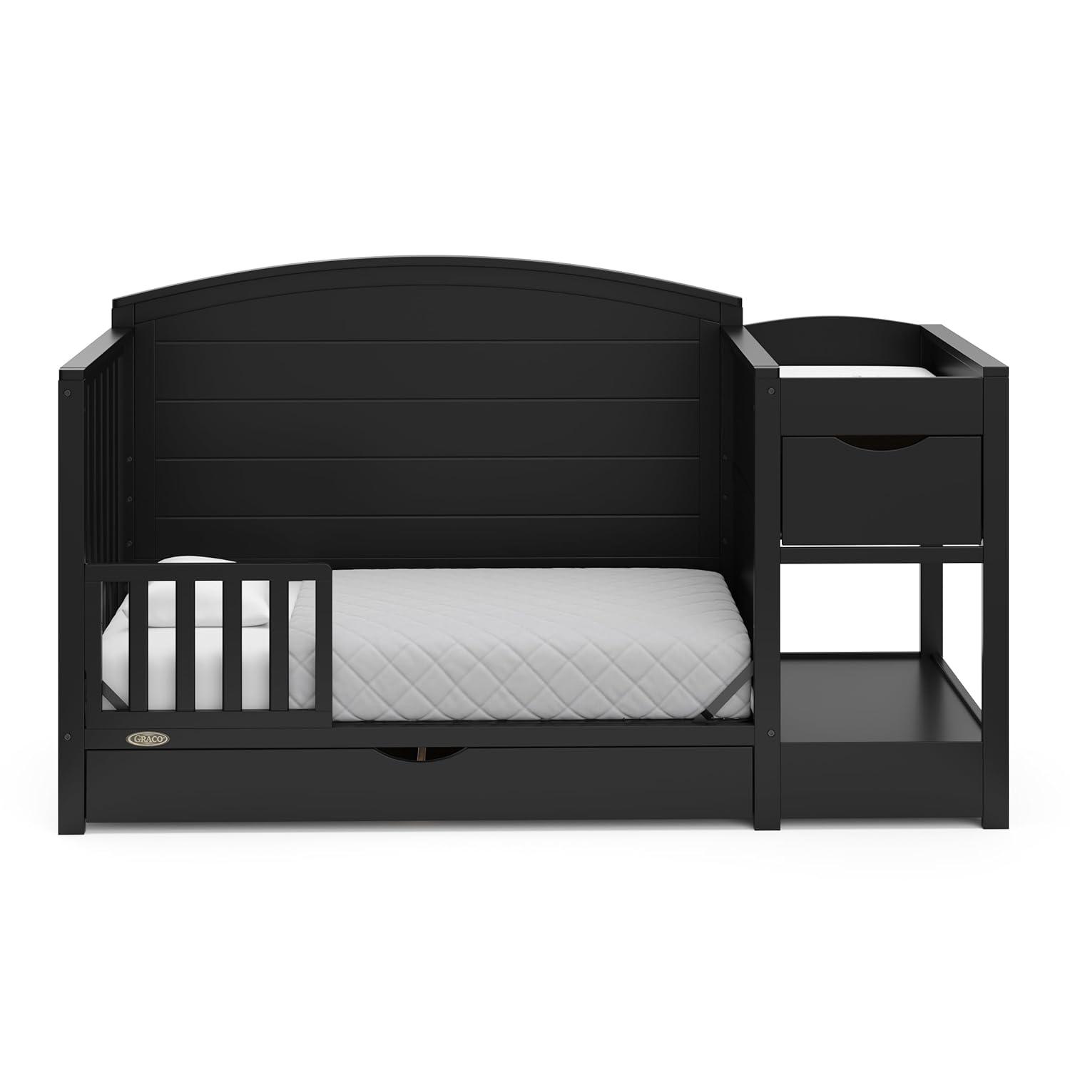 imageGraco Bellwood 5in1 Convertible Crib ampamp Changer with Drawer Black GREENGUARD Gold Certified FullSize Storage Drawer Converts to Toddler Bed and FullSize BedBlack