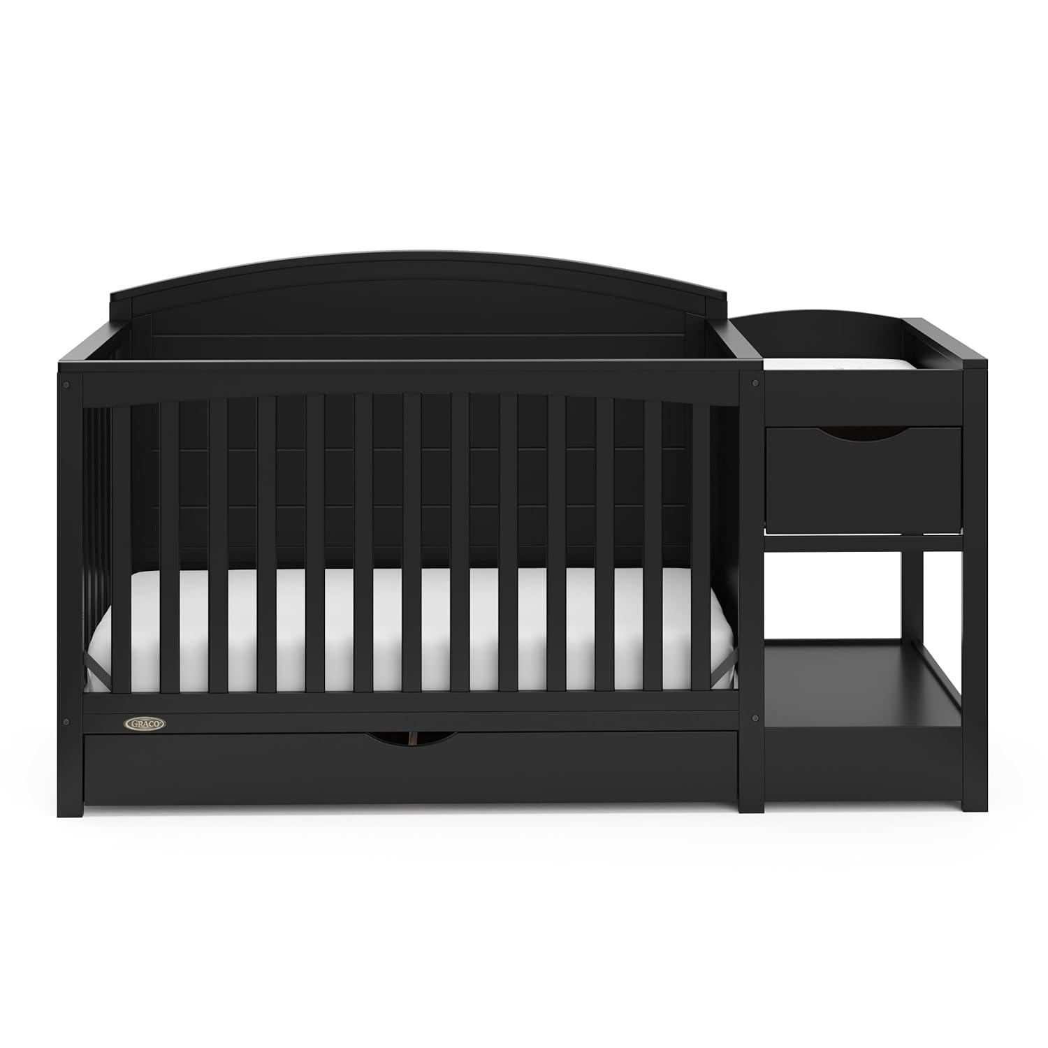 imageGraco Bellwood 5in1 Convertible Crib ampamp Changer with Drawer Black GREENGUARD Gold Certified FullSize Storage Drawer Converts to Toddler Bed and FullSize BedBlack