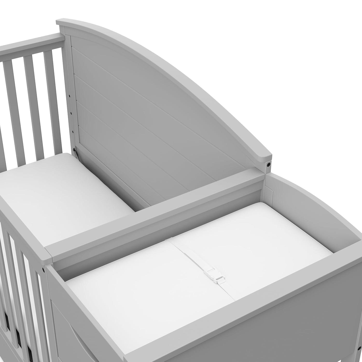 imageGraco Bellwood 5in1 Convertible Crib ampamp Changer with Drawer Black GREENGUARD Gold Certified FullSize Storage Drawer Converts to Toddler Bed and FullSize BedPebble Gray