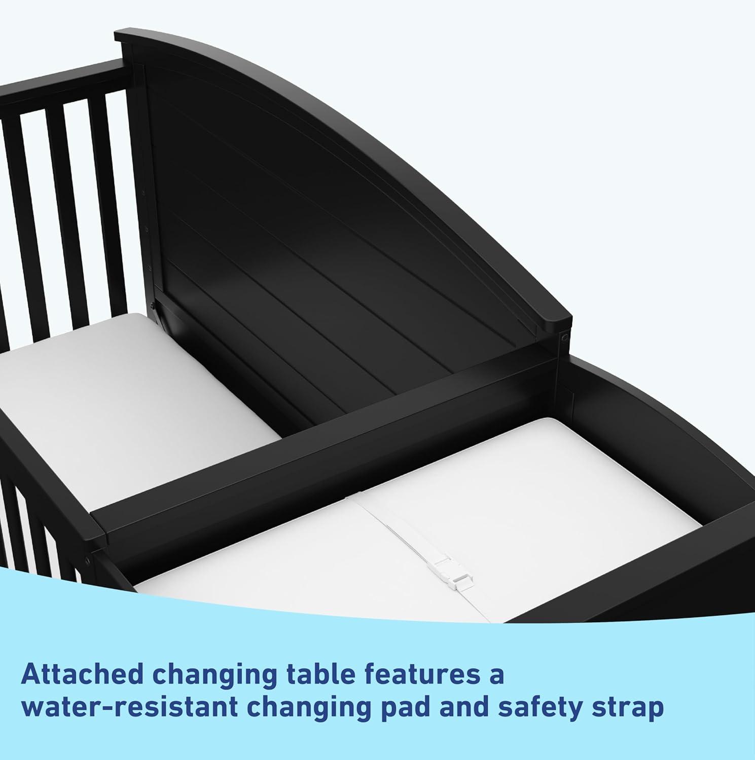 imageGraco Bellwood 5in1 Convertible Crib ampamp Changer with Drawer Black GREENGUARD Gold Certified FullSize Storage Drawer Converts to Toddler Bed and FullSize BedBlack