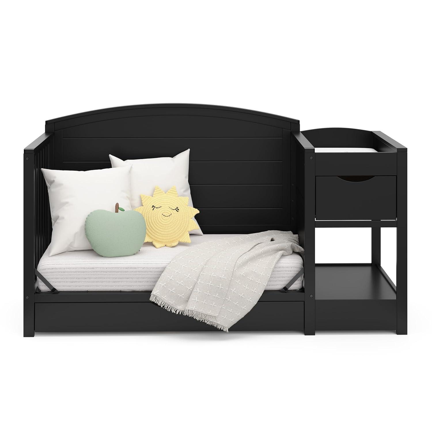 imageGraco Bellwood 5in1 Convertible Crib ampamp Changer with Drawer Black GREENGUARD Gold Certified FullSize Storage Drawer Converts to Toddler Bed and FullSize BedBlack