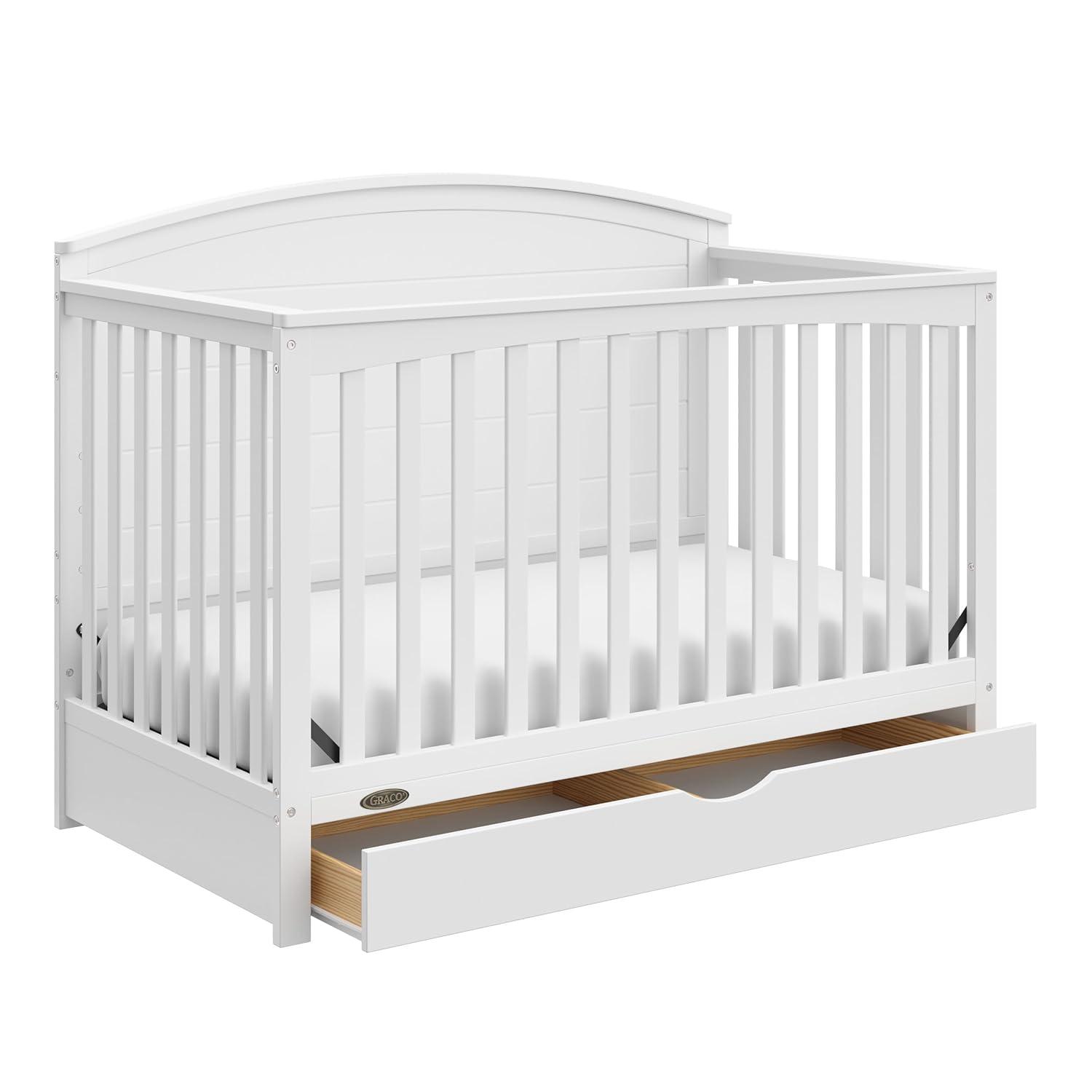 imageGraco Bellwood 5in1 Convertible Crib ampamp Changer with Drawer Black GREENGUARD Gold Certified FullSize Storage Drawer Converts to Toddler Bed and FullSize BedWhite