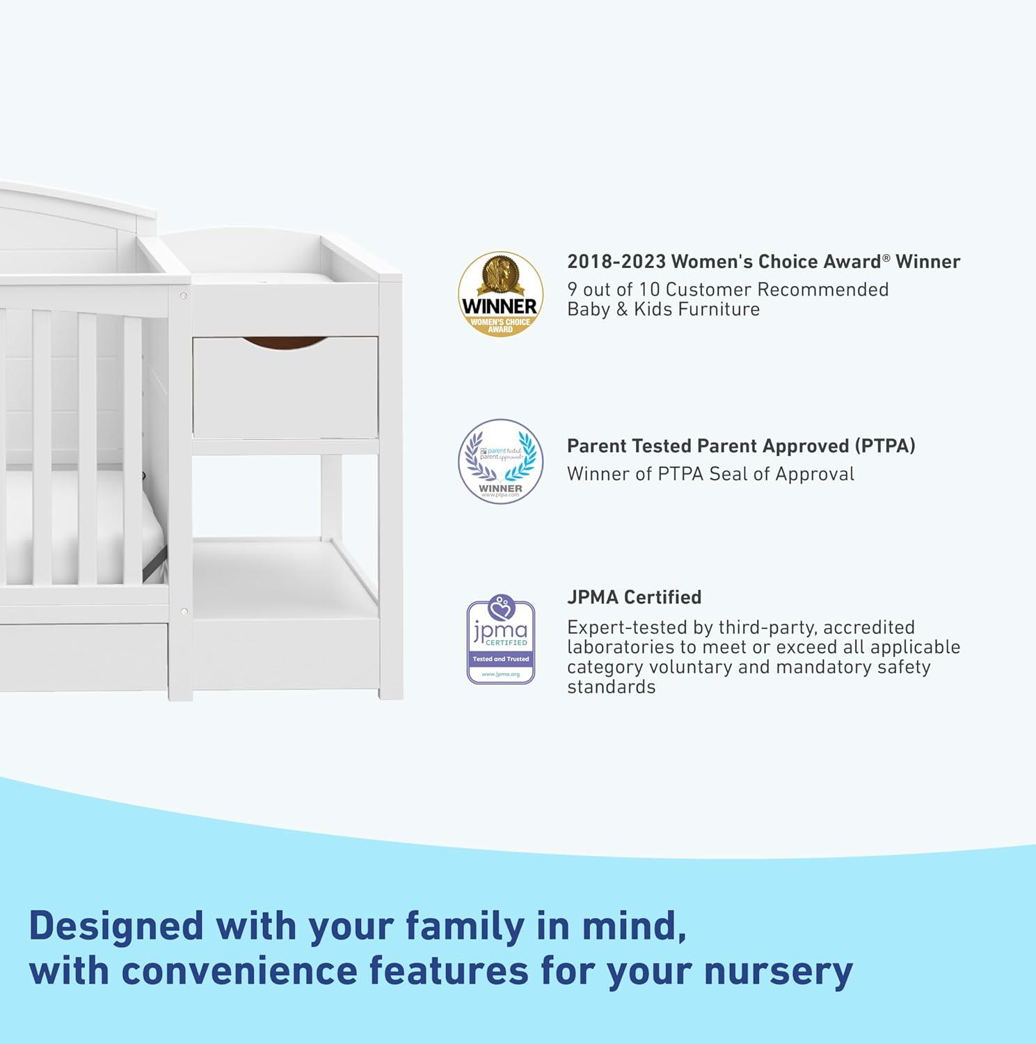 imageGraco Bellwood 5in1 Convertible Crib ampamp Changer with Drawer Black GREENGUARD Gold Certified FullSize Storage Drawer Converts to Toddler Bed and FullSize BedWhite