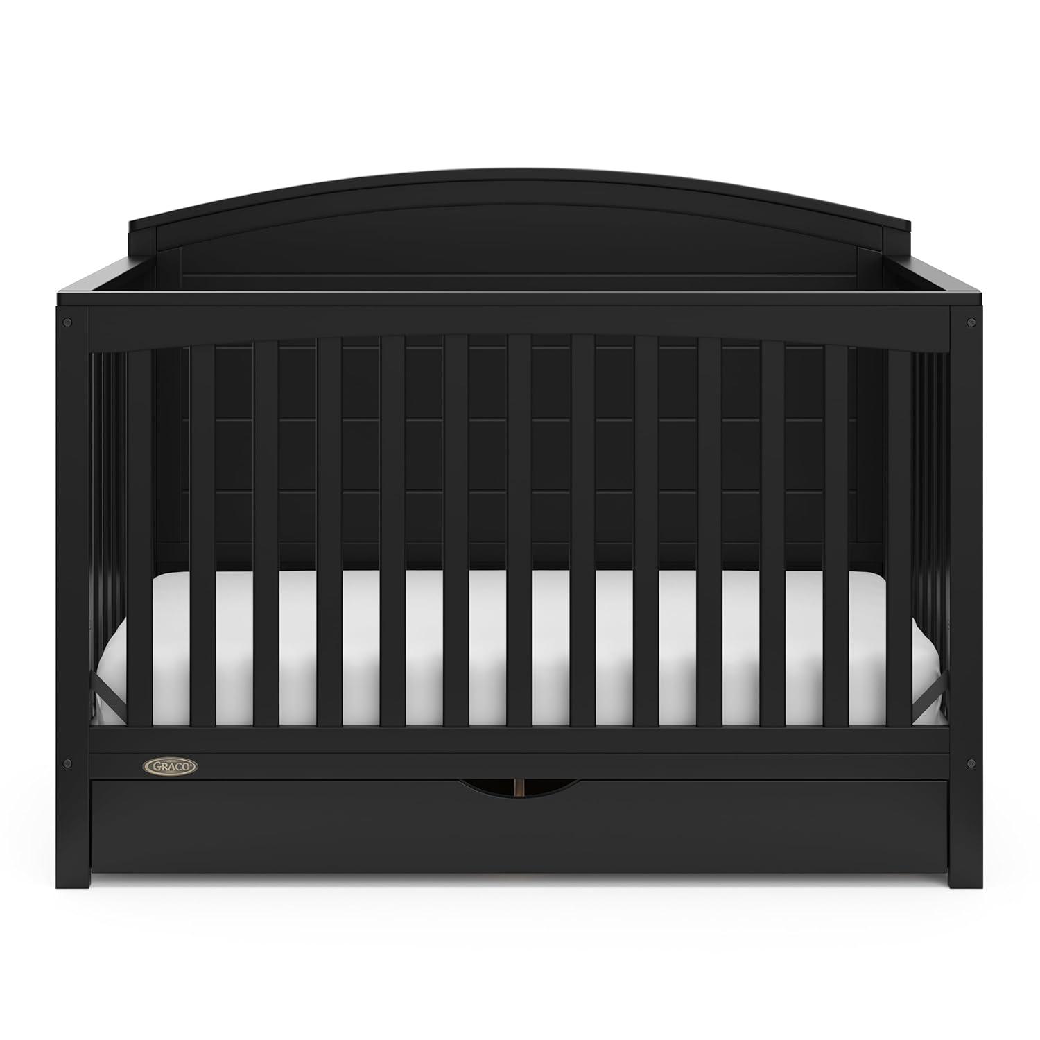 imageGraco Bellwood 5in1 Convertible Crib ampamp Changer with Drawer Black GREENGUARD Gold Certified FullSize Storage Drawer Converts to Toddler Bed and FullSize BedBlack