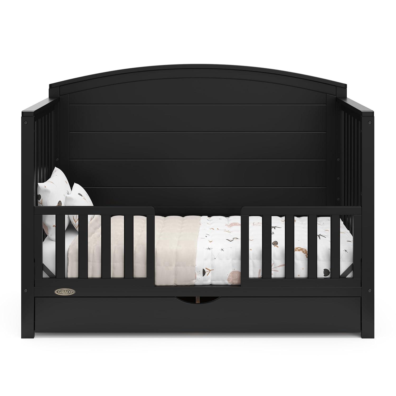 imageGraco Bellwood 5in1 Convertible Crib ampamp Changer with Drawer Black GREENGUARD Gold Certified FullSize Storage Drawer Converts to Toddler Bed and FullSize BedBlack