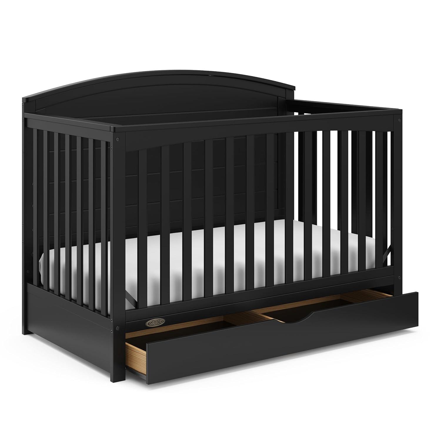 imageGraco Bellwood 5in1 Convertible Crib ampamp Changer with Drawer Black GREENGUARD Gold Certified FullSize Storage Drawer Converts to Toddler Bed and FullSize BedBlack