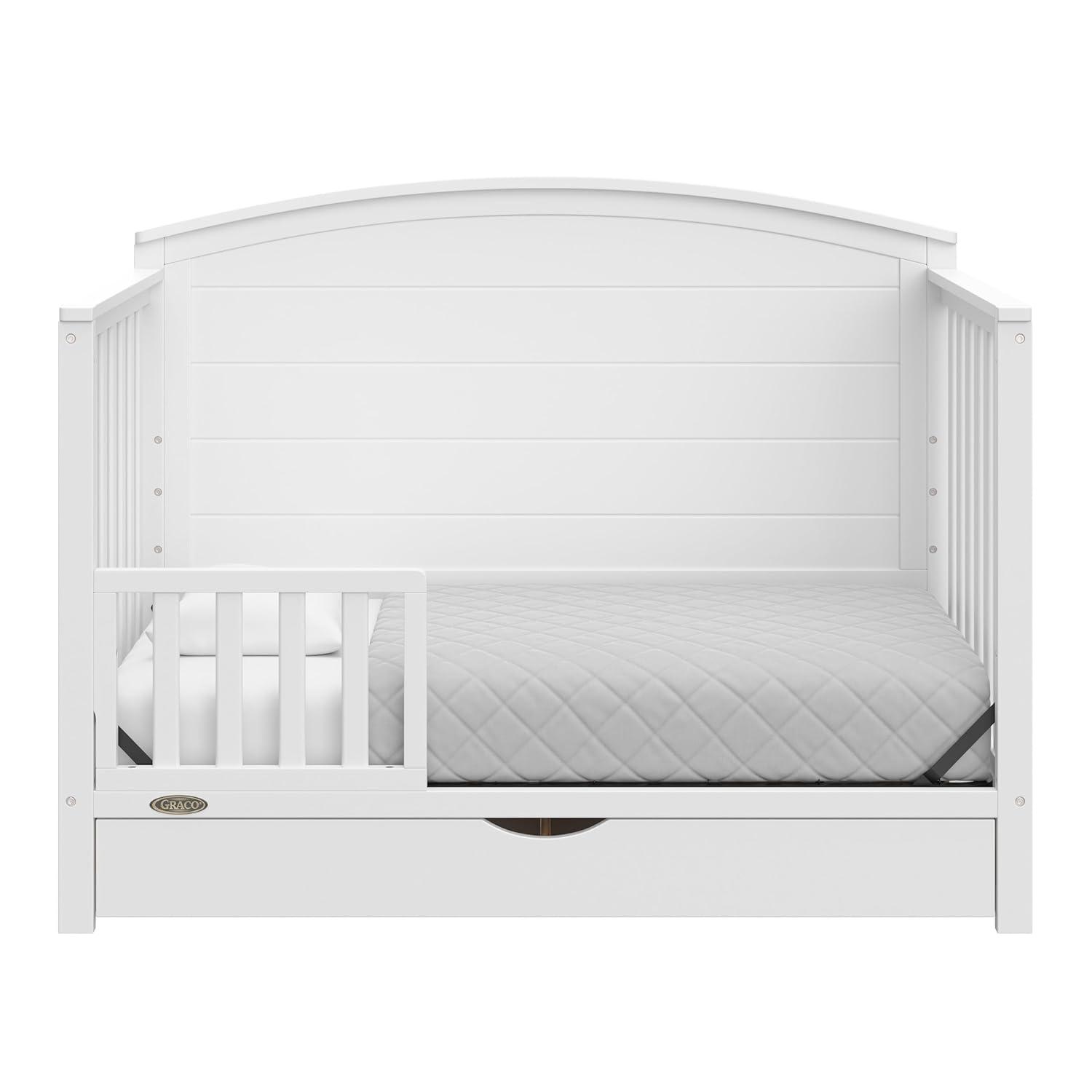 imageGraco Bellwood 5in1 Convertible Crib ampamp Changer with Drawer Black GREENGUARD Gold Certified FullSize Storage Drawer Converts to Toddler Bed and FullSize BedWhite