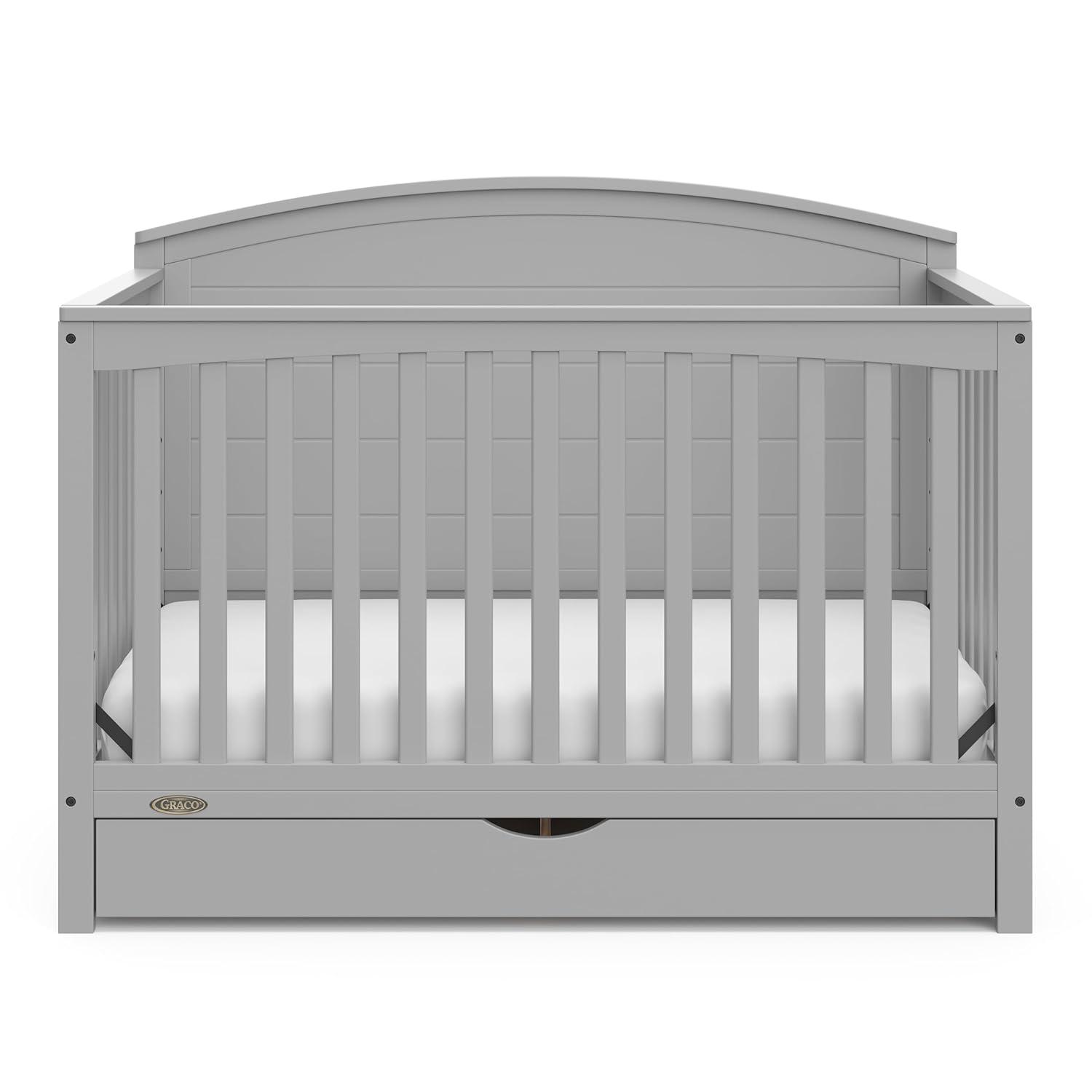 imageGraco Bellwood 5in1 Convertible Crib ampamp Changer with Drawer Black GREENGUARD Gold Certified FullSize Storage Drawer Converts to Toddler Bed and FullSize BedPebble Gray