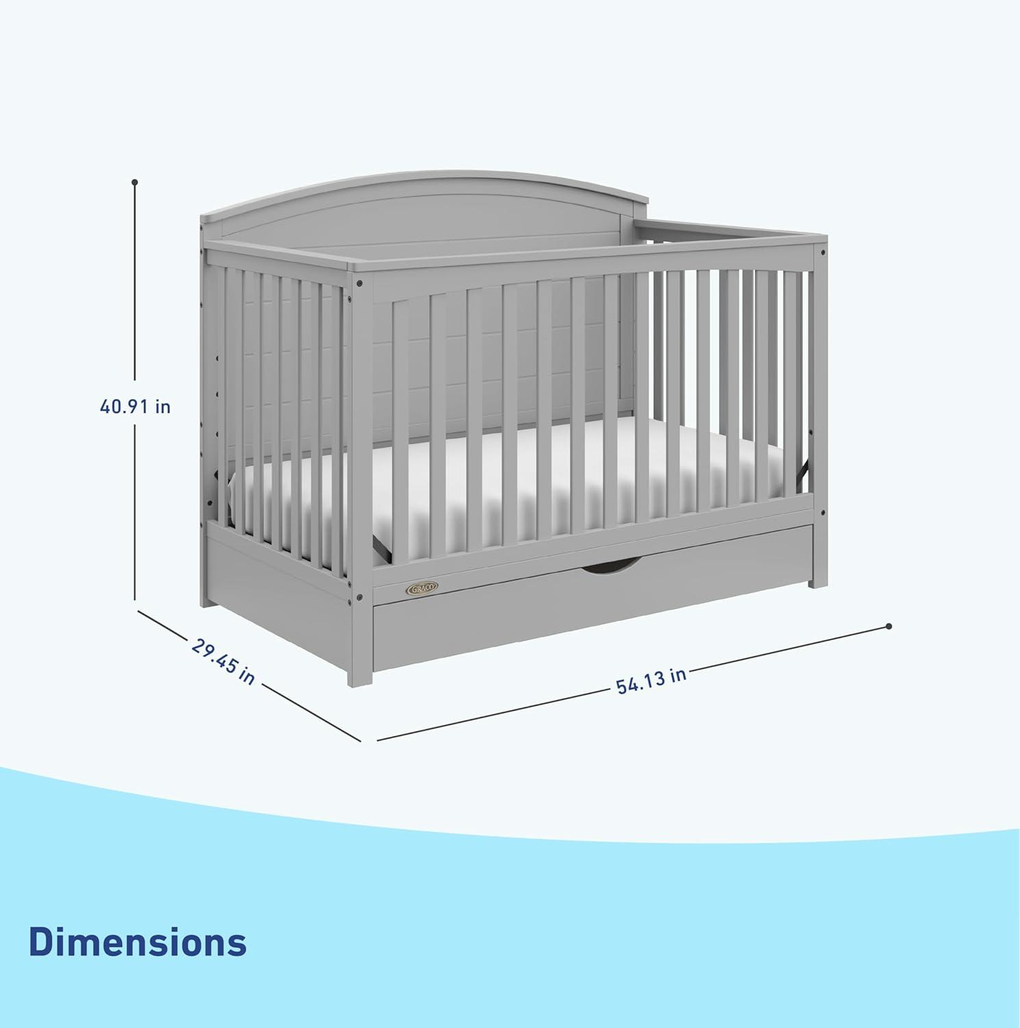 imageGraco Bellwood 5in1 Convertible Crib ampamp Changer with Drawer Black GREENGUARD Gold Certified FullSize Storage Drawer Converts to Toddler Bed and FullSize BedPebble Gray