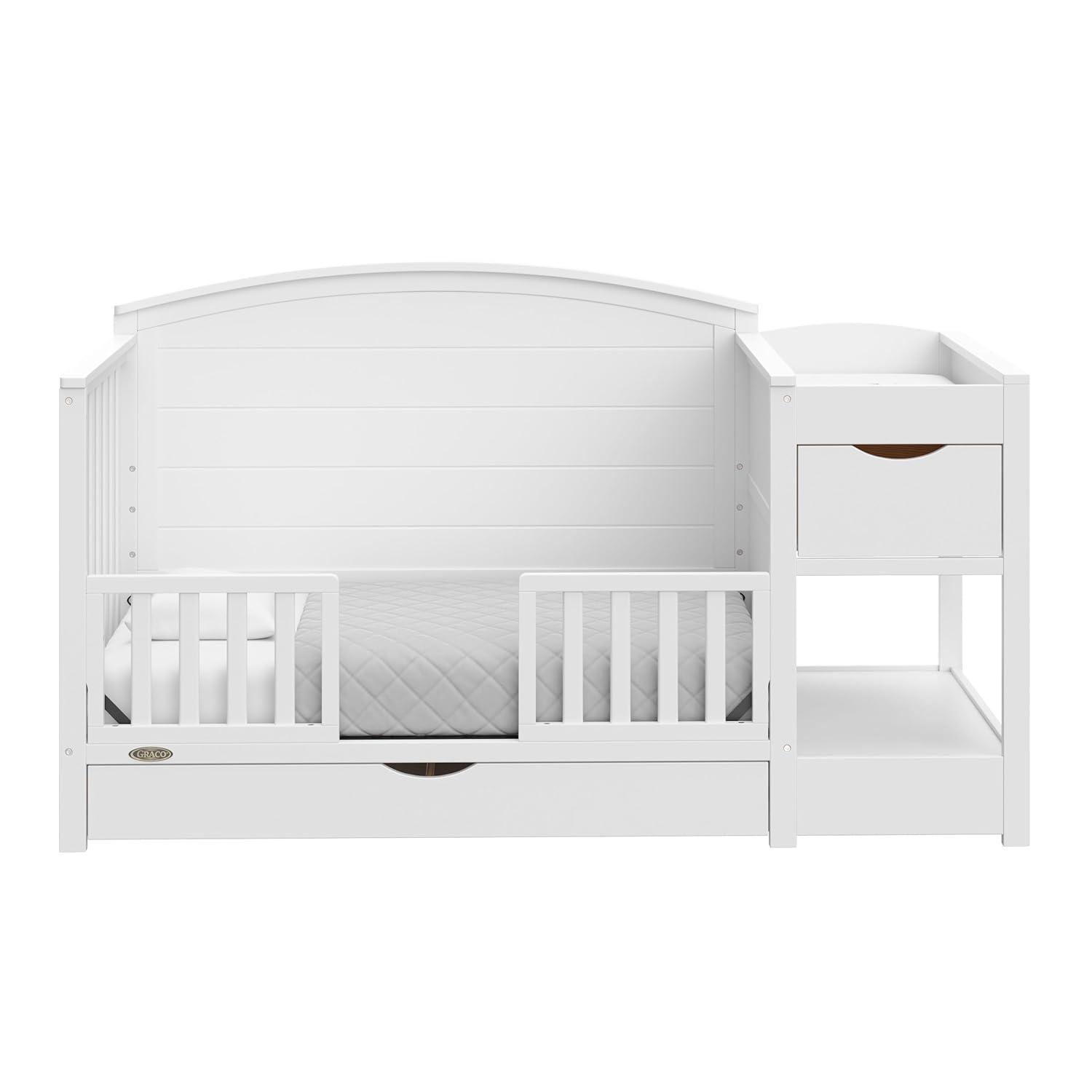 imageGraco Bellwood 5in1 Convertible Crib ampamp Changer with Drawer Black GREENGUARD Gold Certified FullSize Storage Drawer Converts to Toddler Bed and FullSize BedWhite