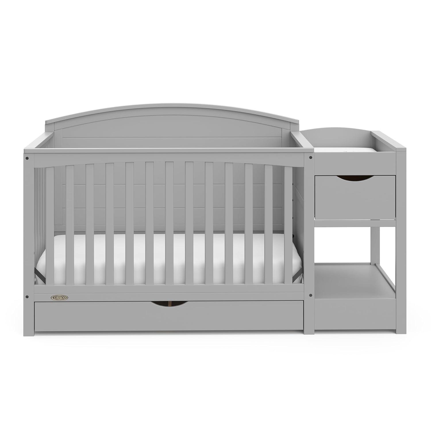 imageGraco Bellwood 5in1 Convertible Crib ampamp Changer with Drawer Black GREENGUARD Gold Certified FullSize Storage Drawer Converts to Toddler Bed and FullSize BedPebble Gray