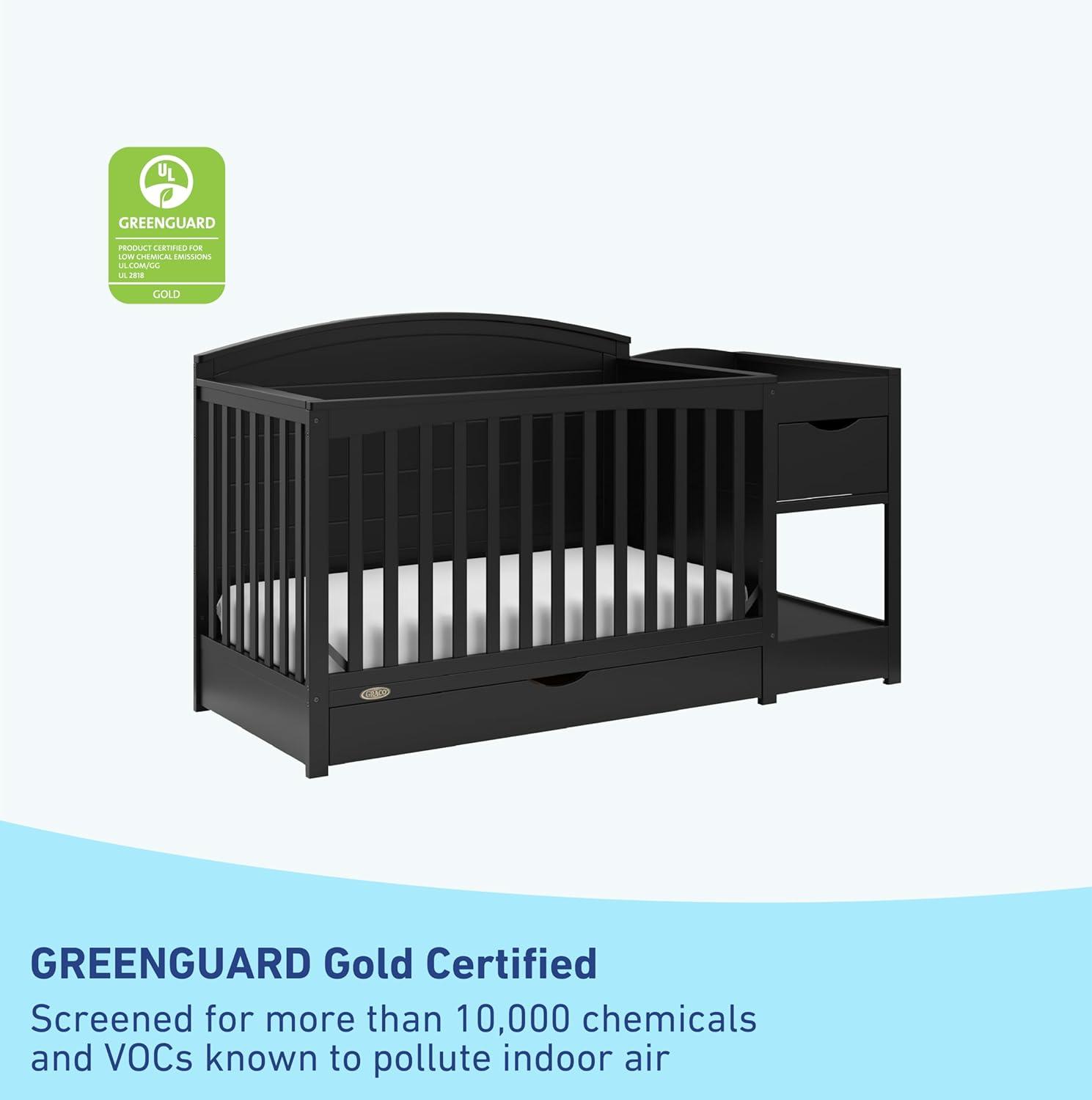 imageGraco Bellwood 5in1 Convertible Crib ampamp Changer with Drawer Black GREENGUARD Gold Certified FullSize Storage Drawer Converts to Toddler Bed and FullSize BedBlack