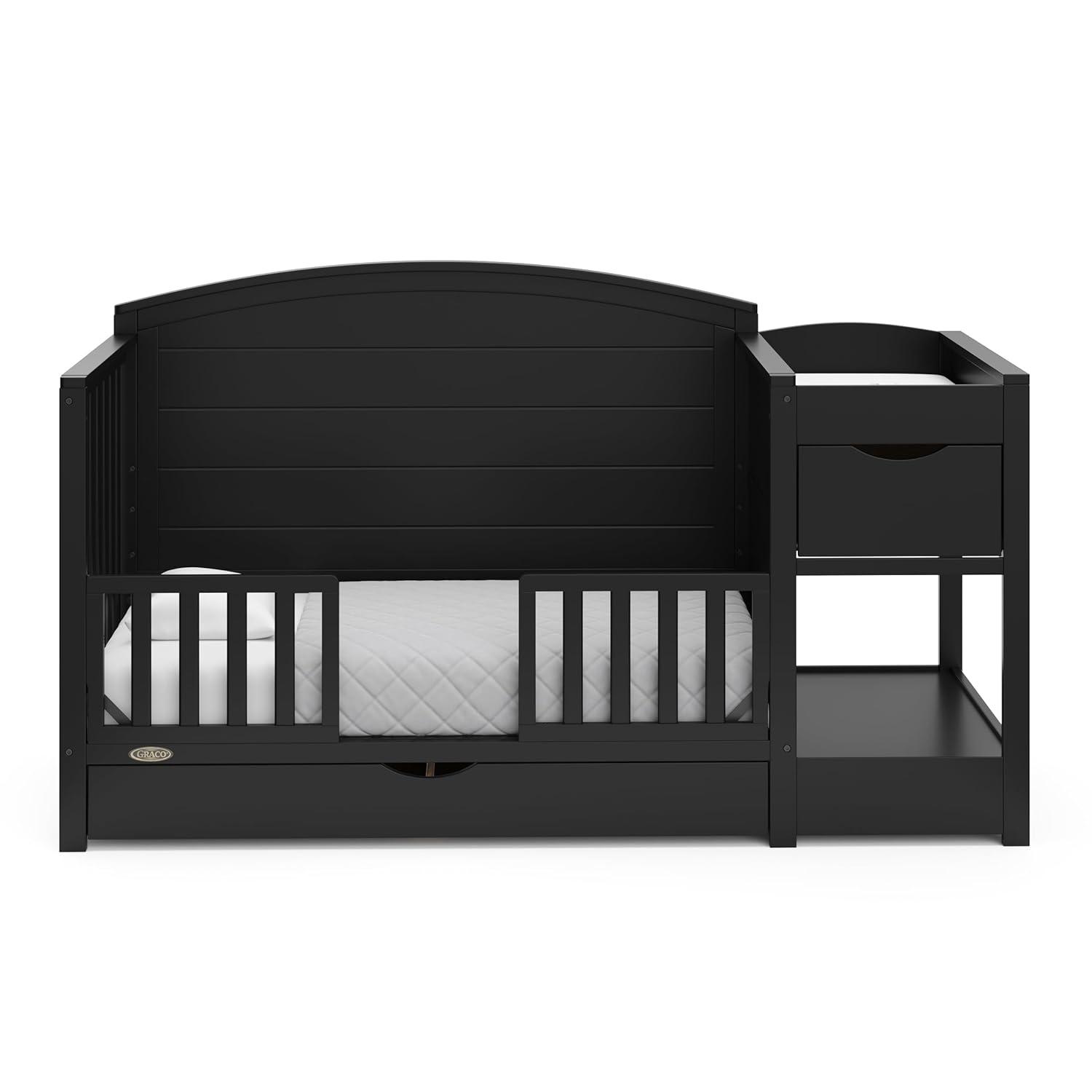 imageGraco Bellwood 5in1 Convertible Crib ampamp Changer with Drawer Black GREENGUARD Gold Certified FullSize Storage Drawer Converts to Toddler Bed and FullSize BedBlack