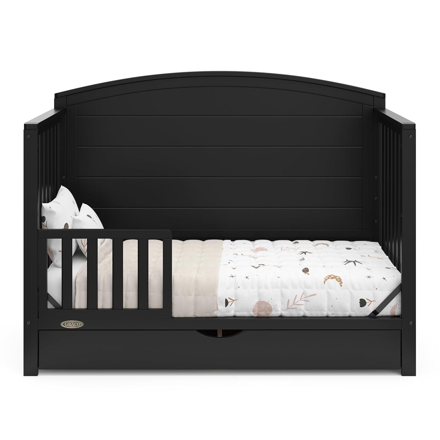 imageGraco Bellwood 5in1 Convertible Crib ampamp Changer with Drawer Black GREENGUARD Gold Certified FullSize Storage Drawer Converts to Toddler Bed and FullSize BedBlack