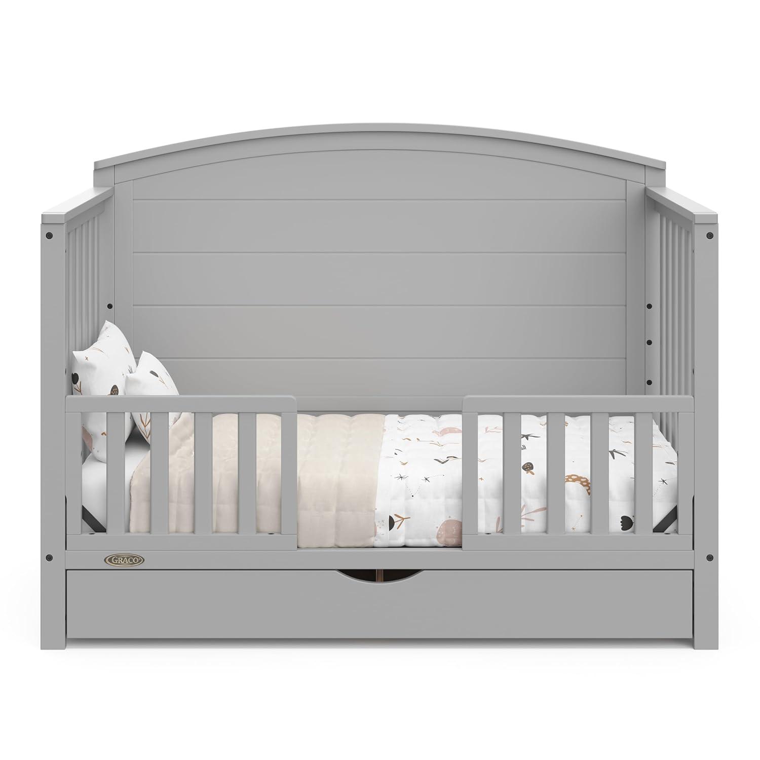 imageGraco Bellwood 5in1 Convertible Crib ampamp Changer with Drawer Black GREENGUARD Gold Certified FullSize Storage Drawer Converts to Toddler Bed and FullSize BedPebble Gray