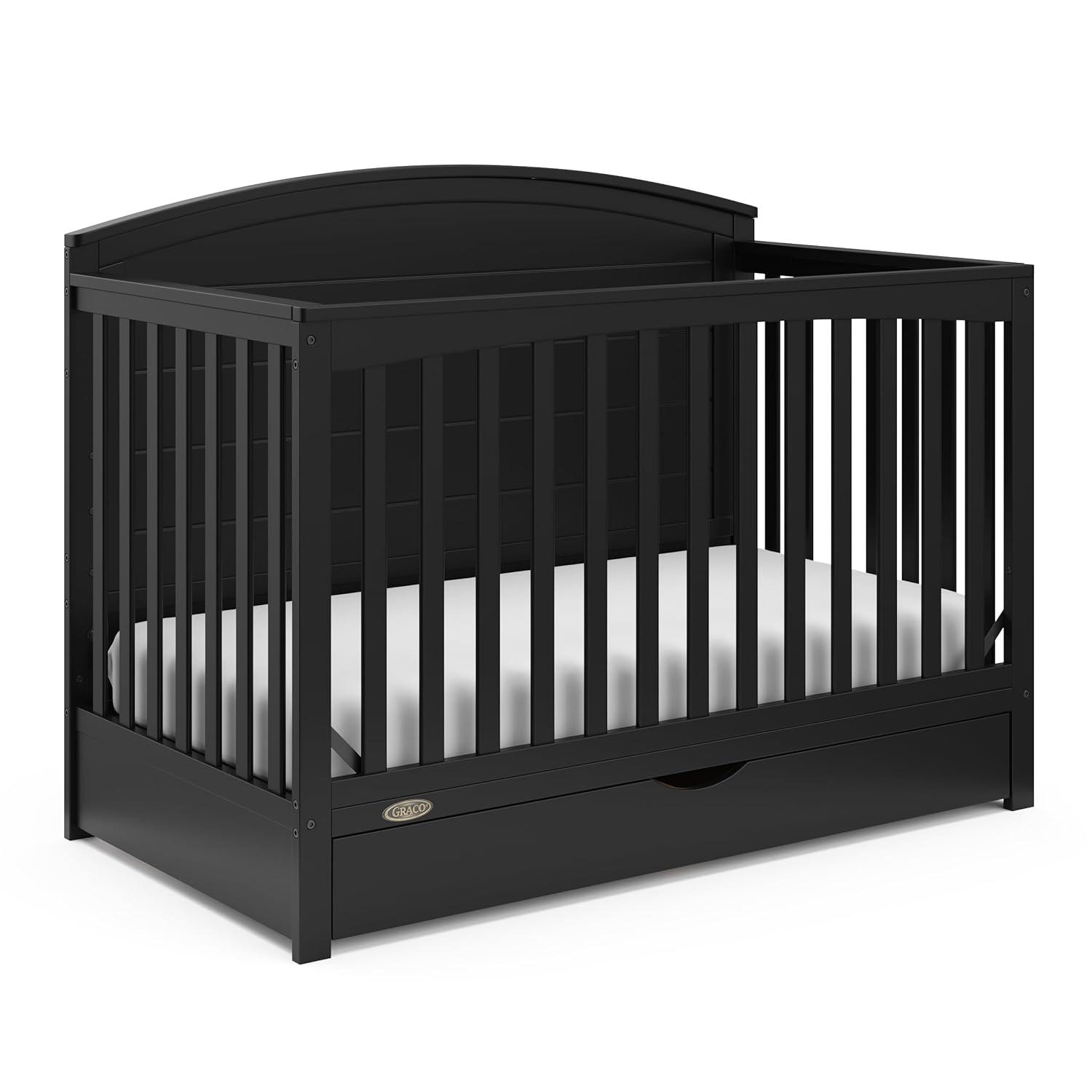 imageGraco Bellwood 5in1 Convertible Crib ampamp Changer with Drawer Black GREENGUARD Gold Certified FullSize Storage Drawer Converts to Toddler Bed and FullSize BedBlack