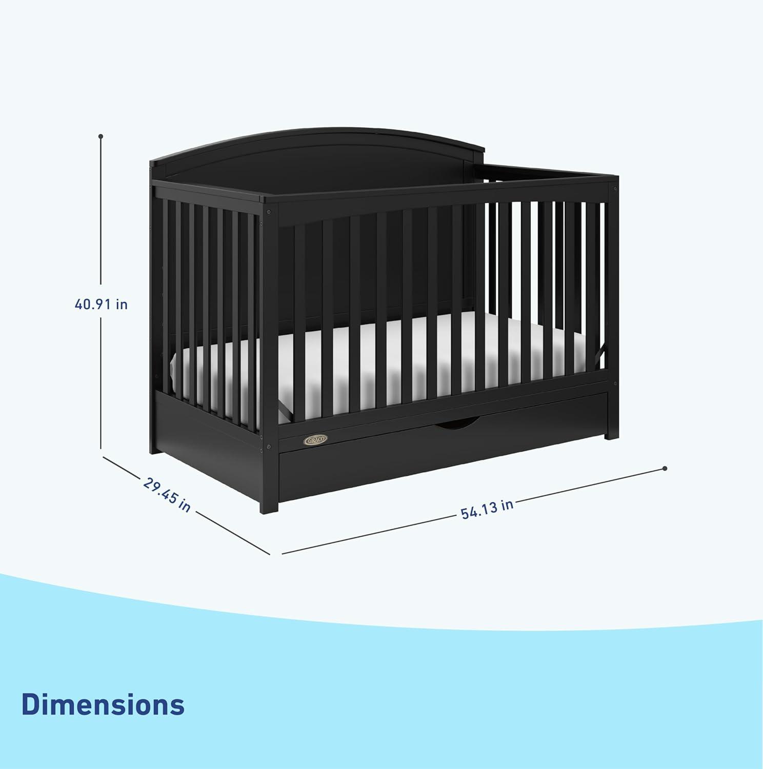 imageGraco Bellwood 5in1 Convertible Crib ampamp Changer with Drawer Black GREENGUARD Gold Certified FullSize Storage Drawer Converts to Toddler Bed and FullSize BedBlack