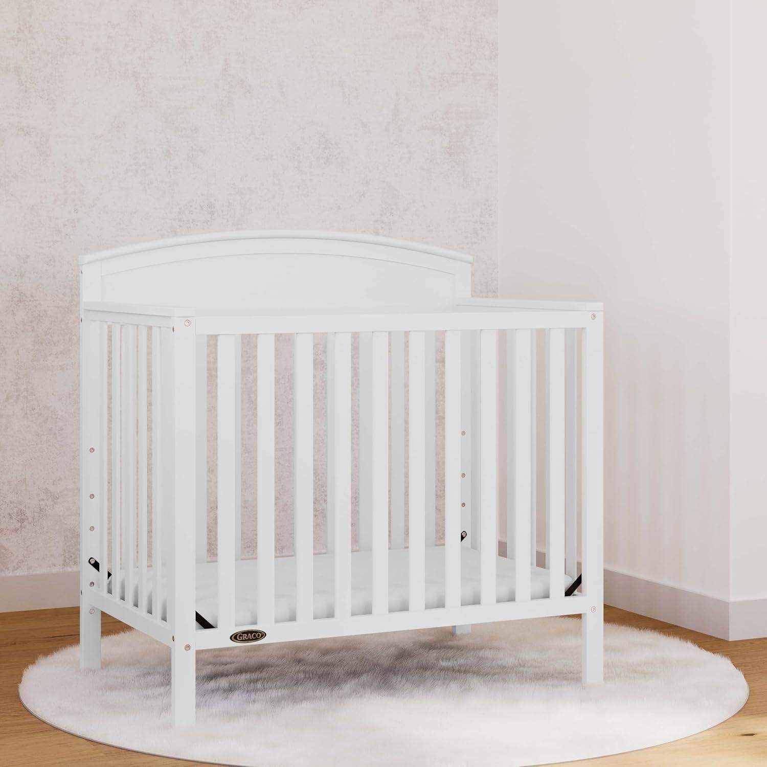 imageGraco Benton 4in1 Convertible Mini Crib with Bonus Crib Mattress White GREENGUARD Gold Certified 275Inch Mattress Included Baby Crib Converts to Twin Bed Ideal for Small SpacesWhite