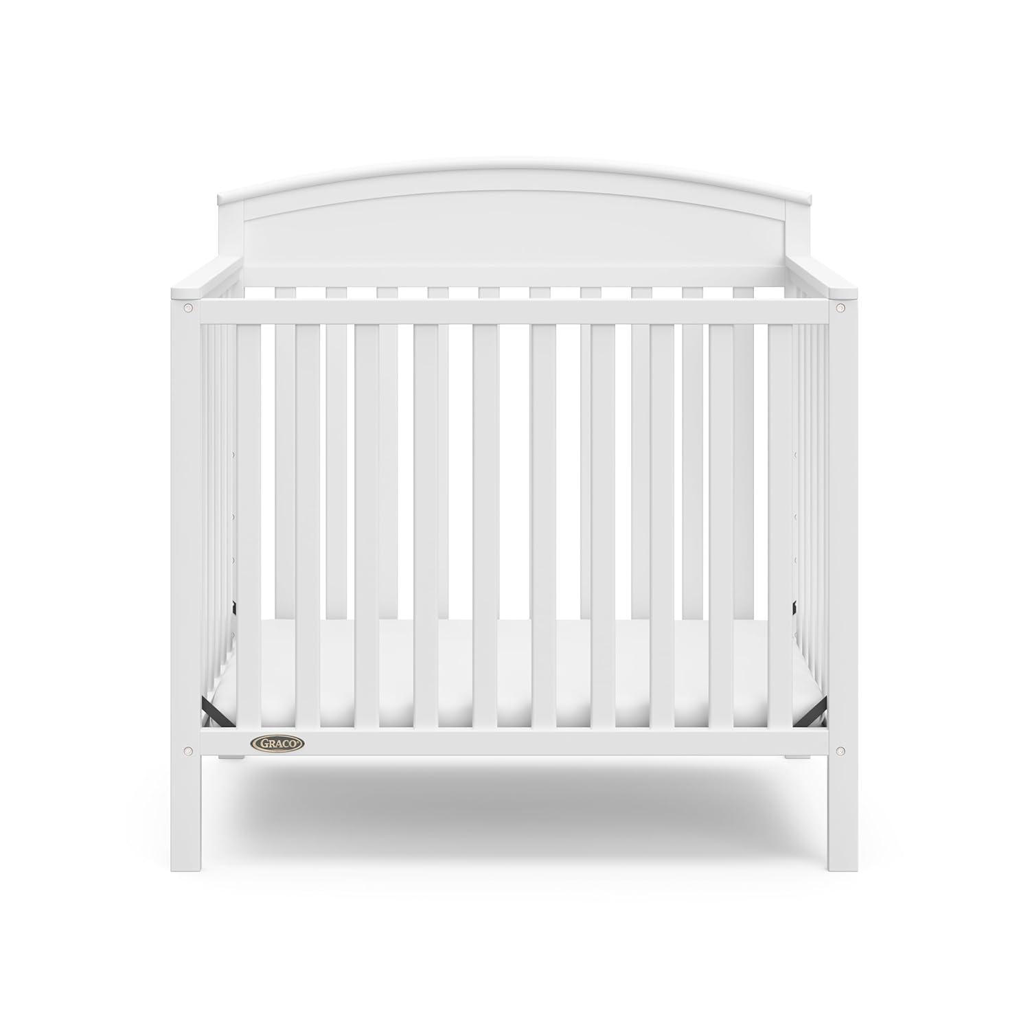 imageGraco Benton 4in1 Convertible Mini Crib with Bonus Crib Mattress White GREENGUARD Gold Certified 275Inch Mattress Included Baby Crib Converts to Twin Bed Ideal for Small SpacesWhite